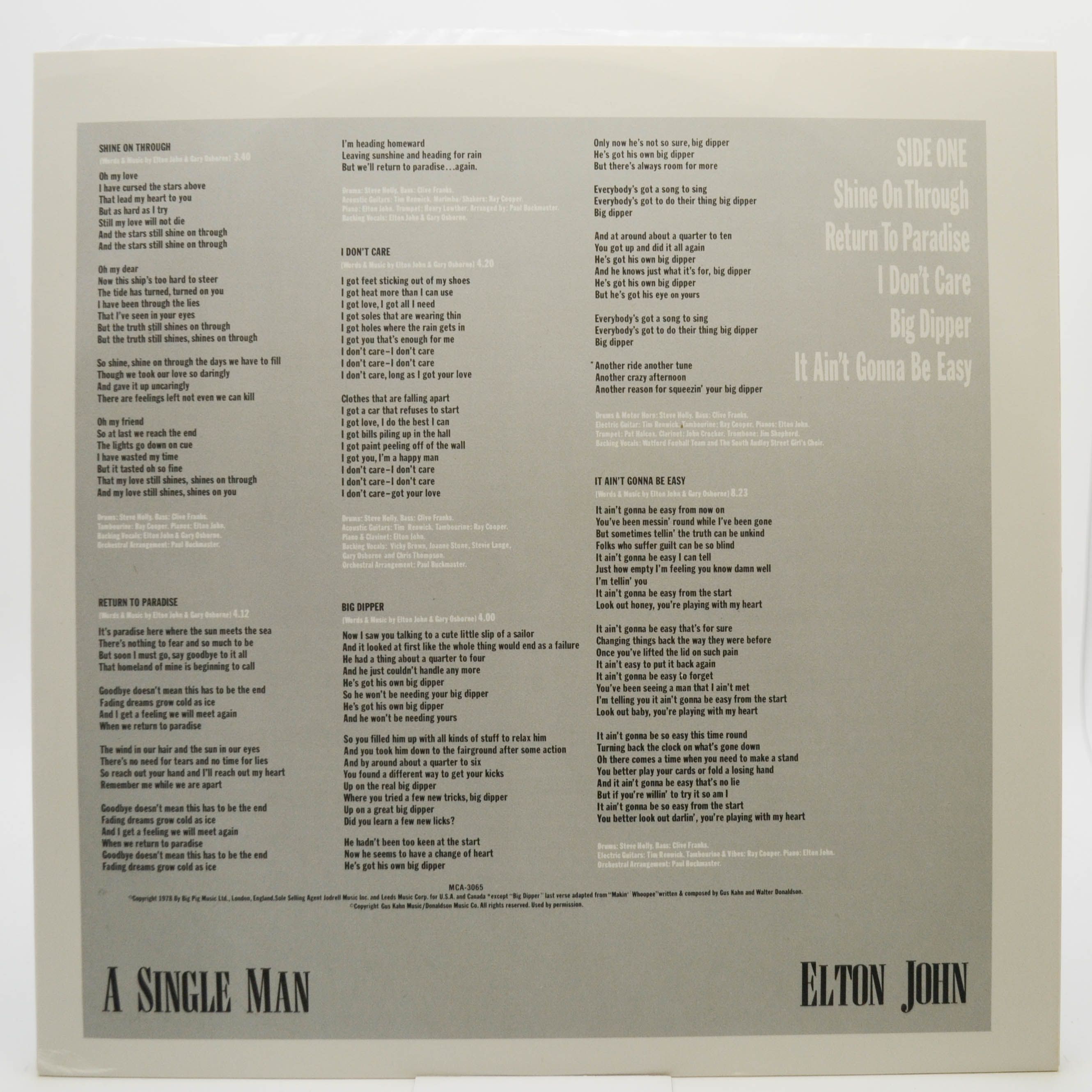 Elton John — A Single Man (USA), 1978