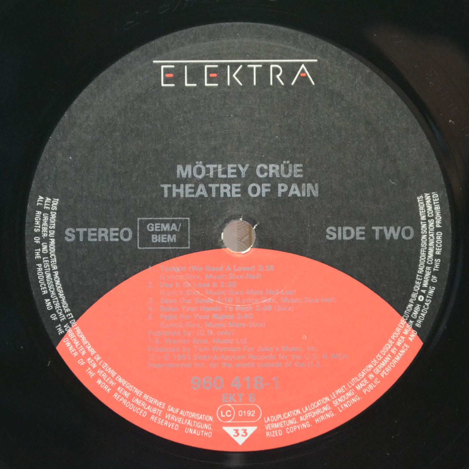 Mötley Crüe — Theatre Of Pain, 1985