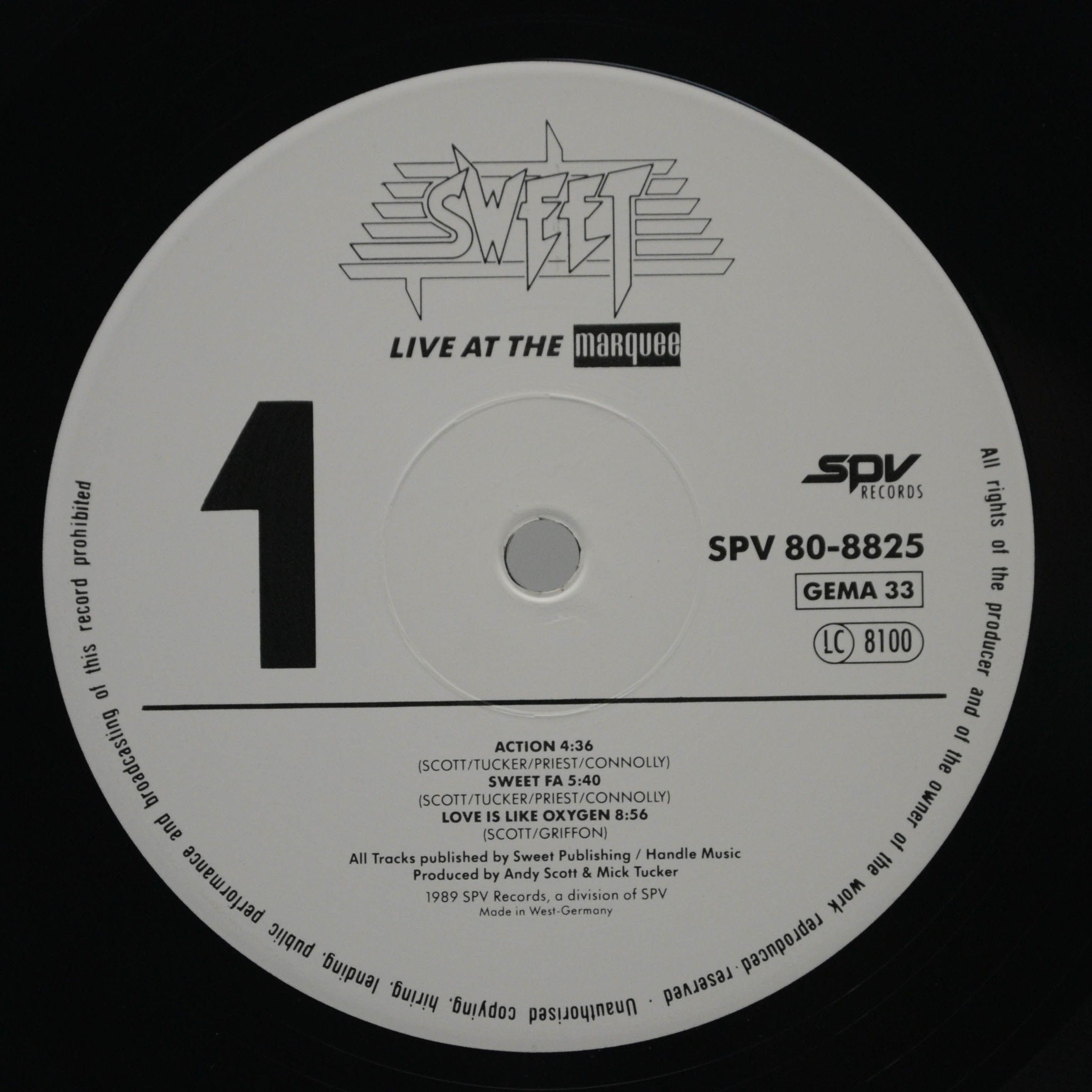 Sweet — Live At The Marquee (2LP), 1989