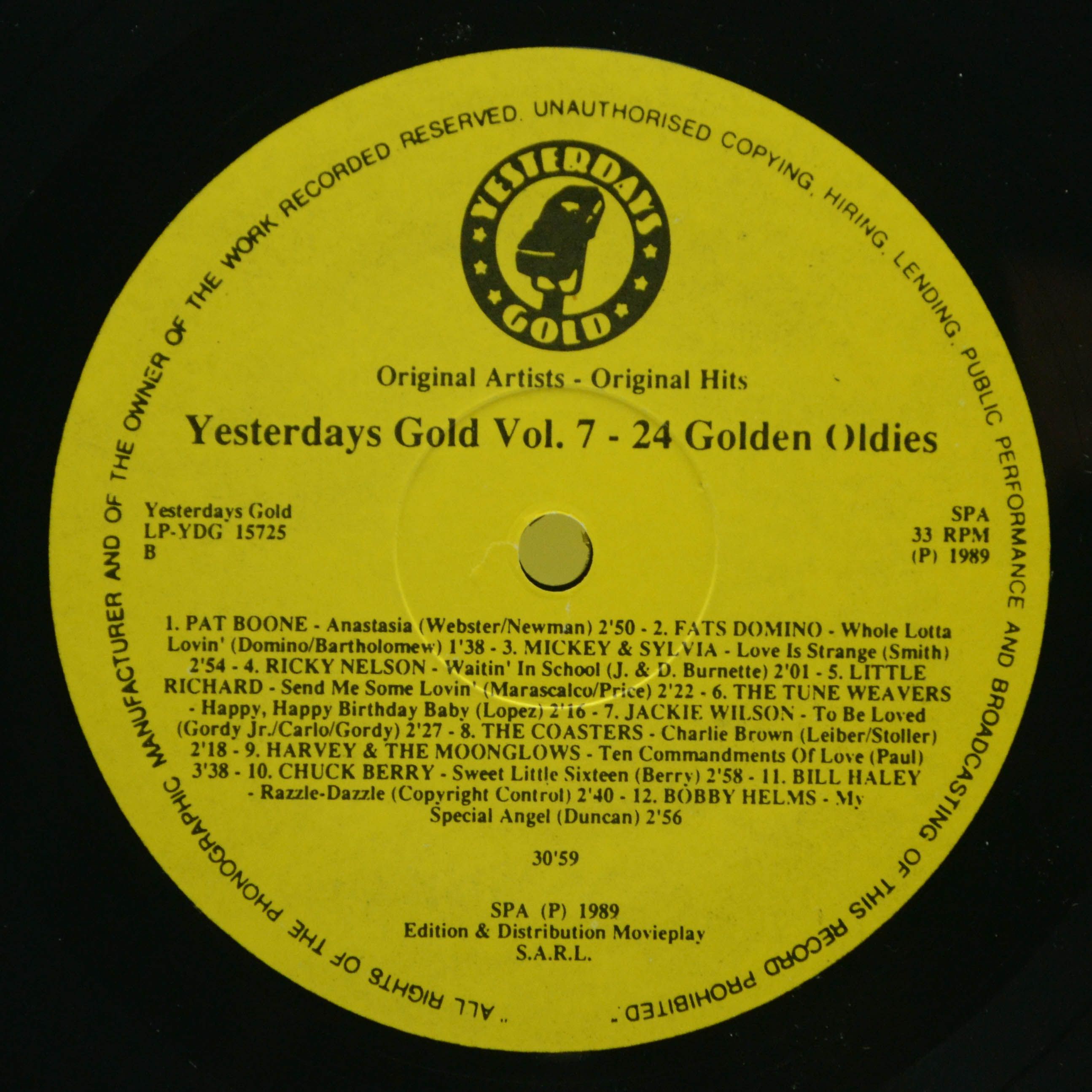 Various — Yesterdays Gold Vol. 7 (24 Golden Oldies), 1989