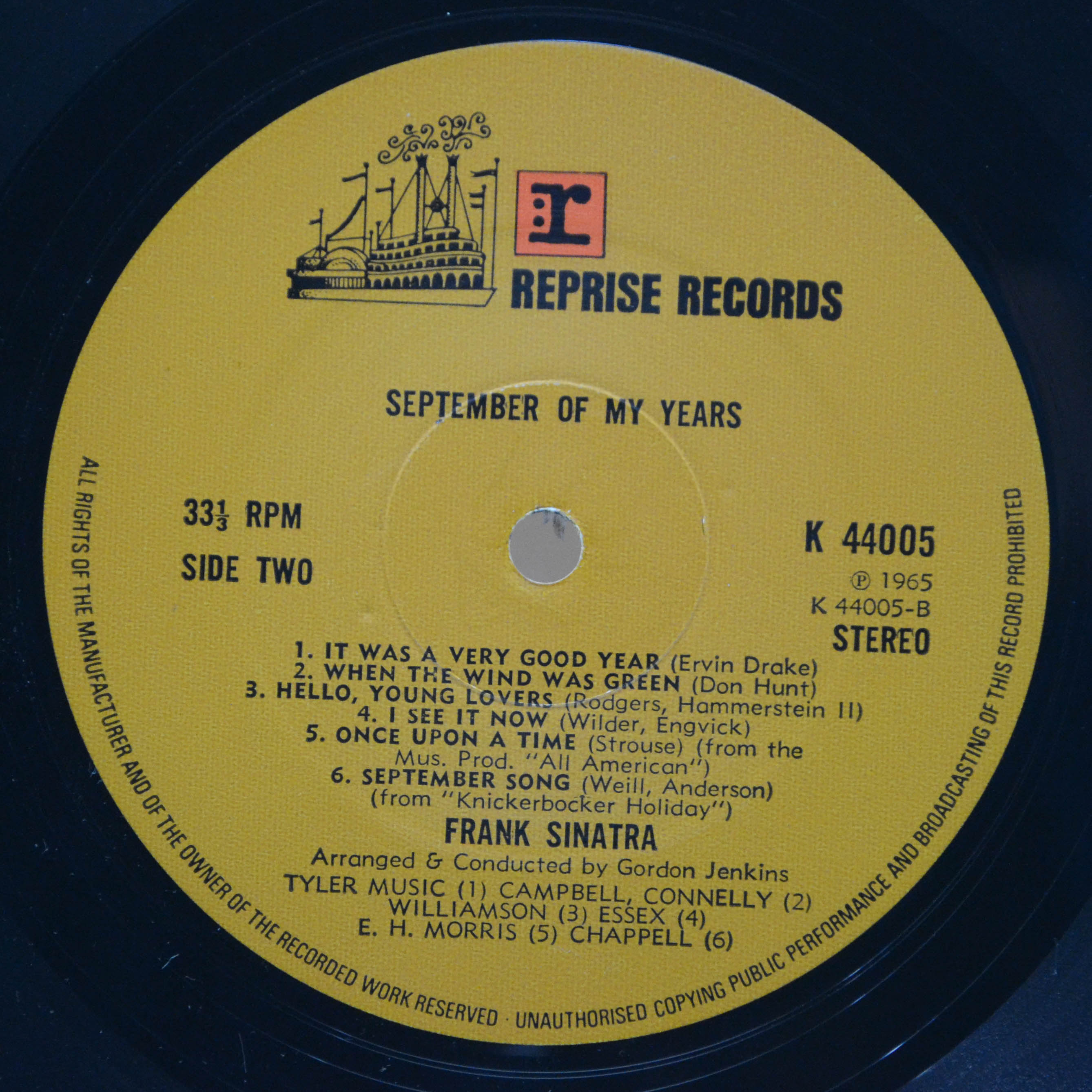 Frank Sinatra — September Of My Years (UK), 1965