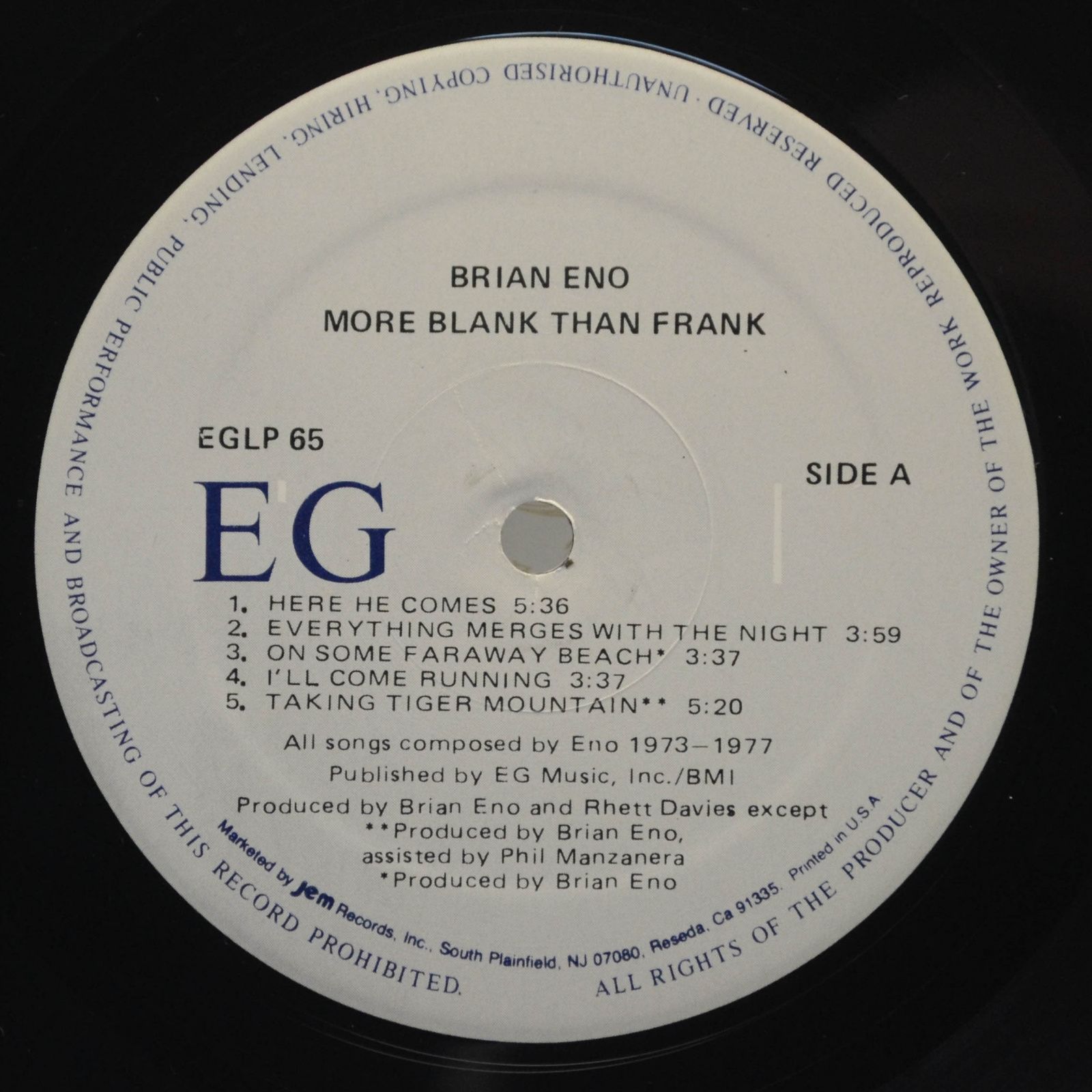 Eno — More Blank Than Frank (USA), 1986