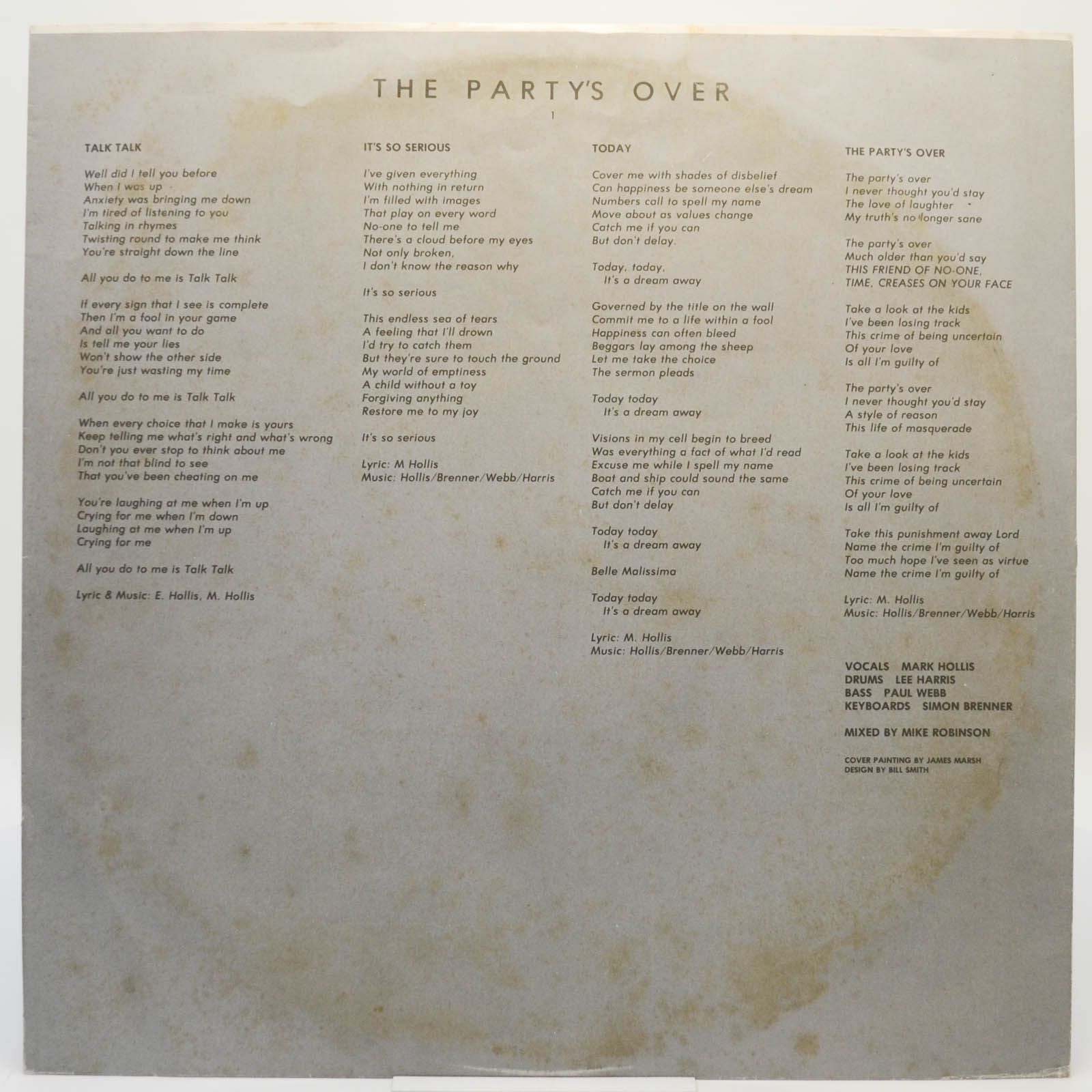 Talk Talk — The Party's Over, 1982