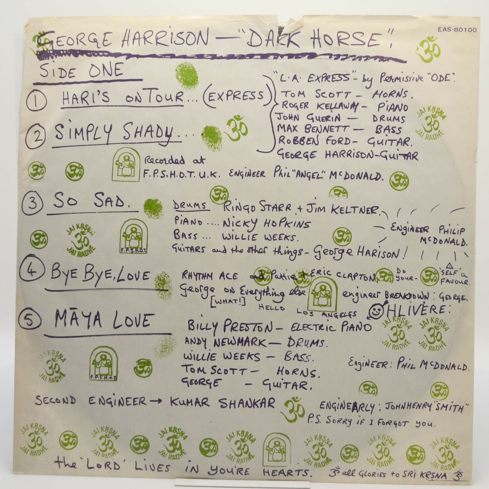 George Harrison — Dark Horse, 1974