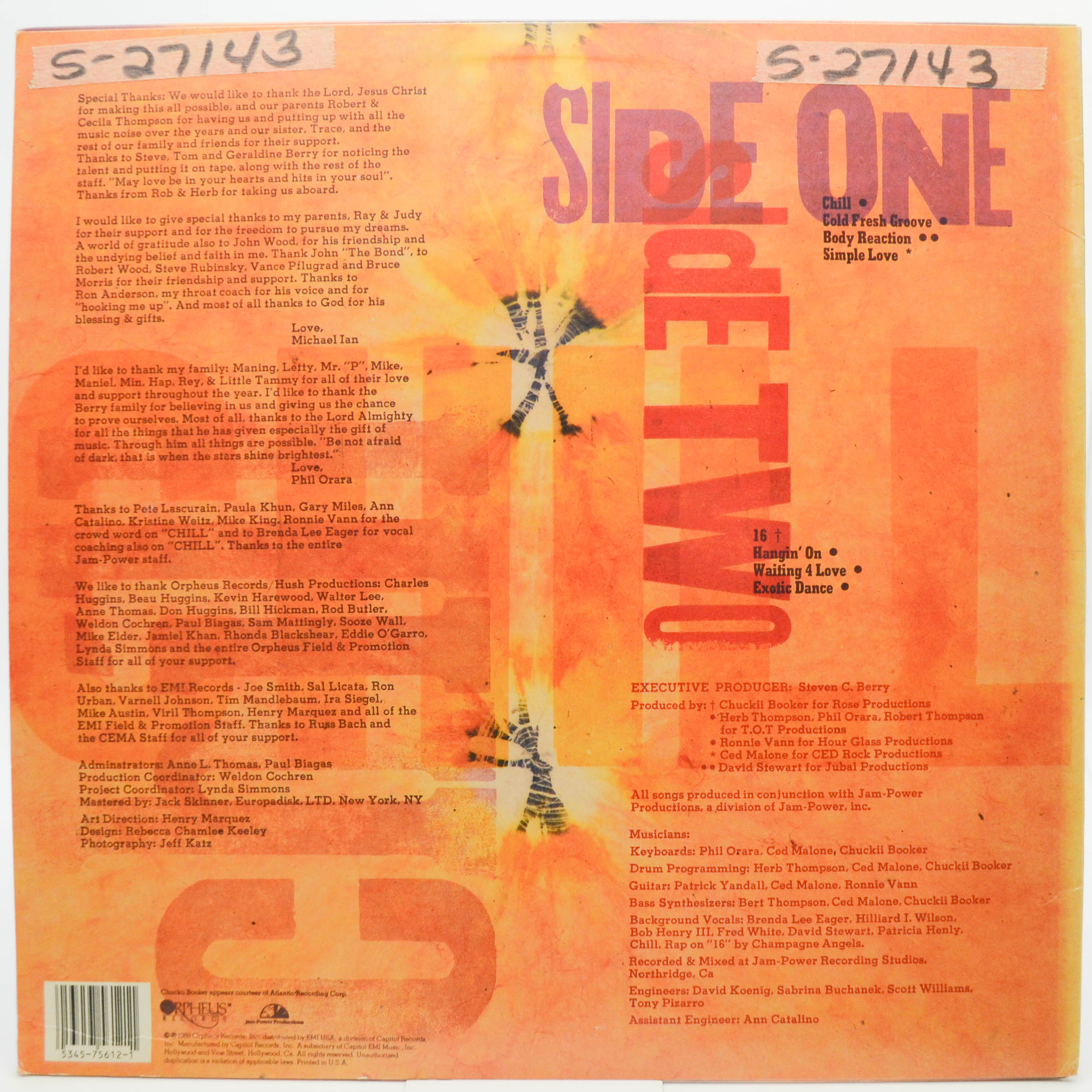 Chill — Cold Fresh Groove (USA), 1989