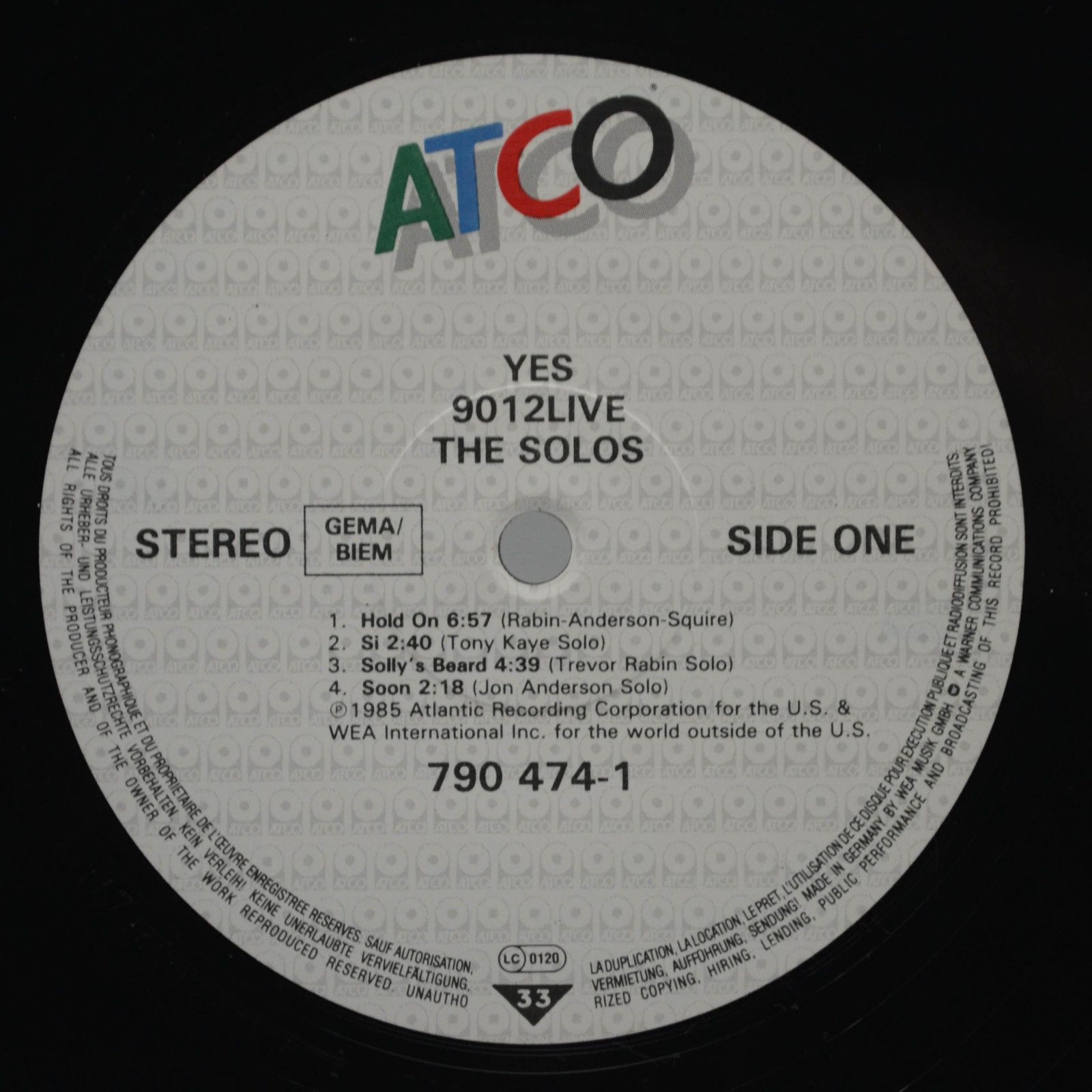 Yes — 9012Live • The Solos, 1985