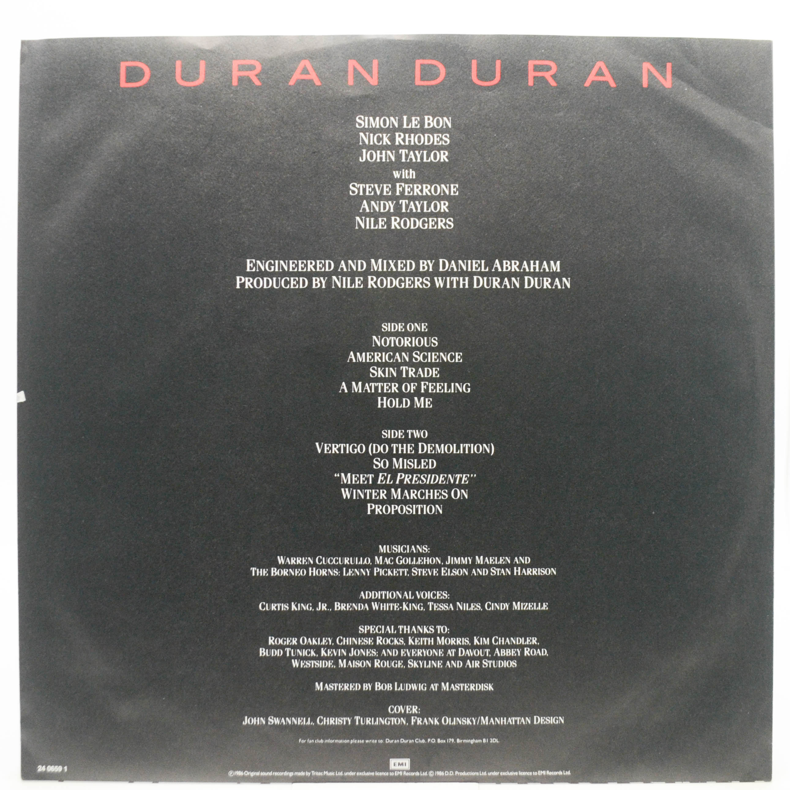 Duran Duran — Notorious, 1986