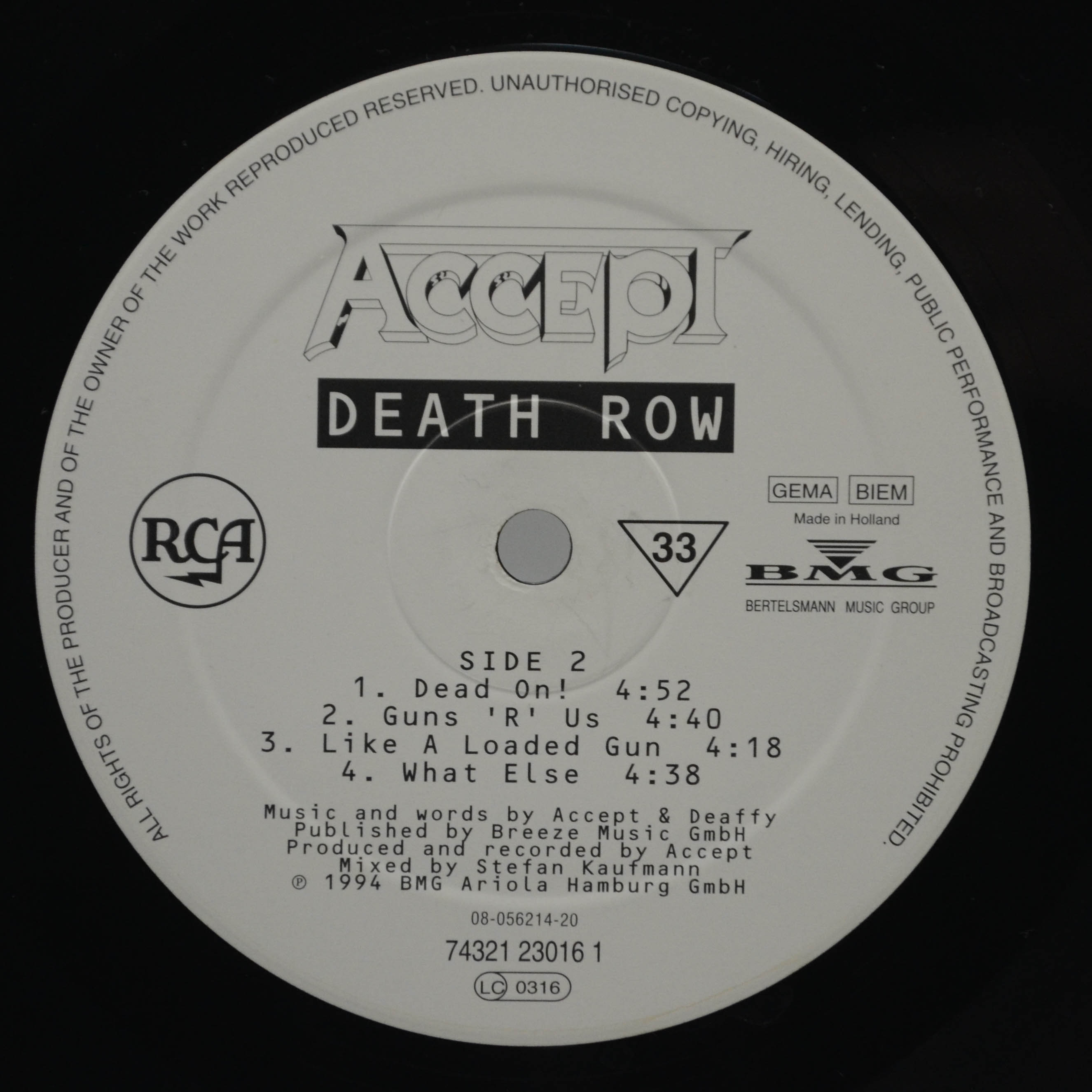 Accept — Death Row (2LP), 1994