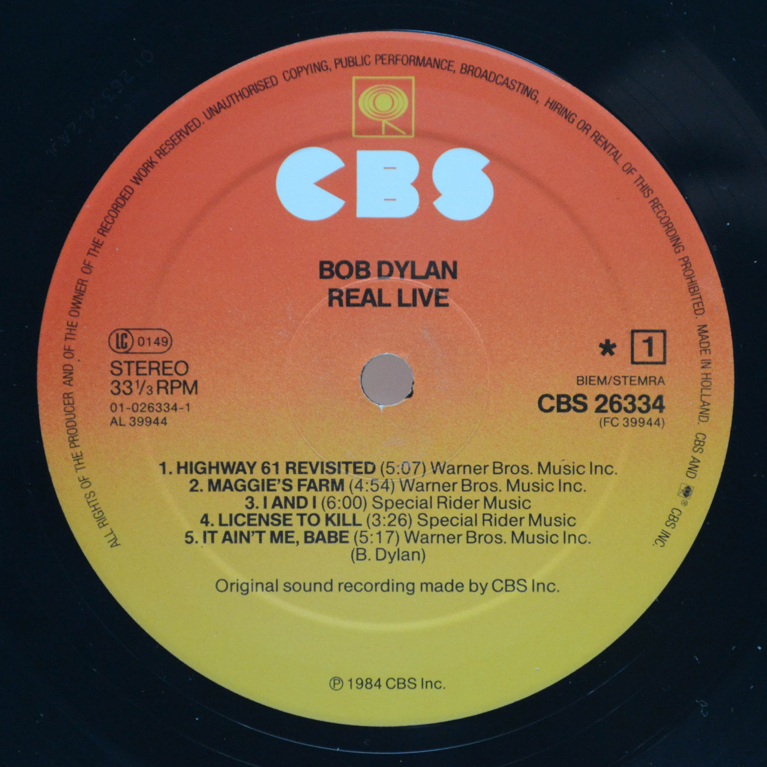 Bob Dylan — Real Live, 1984