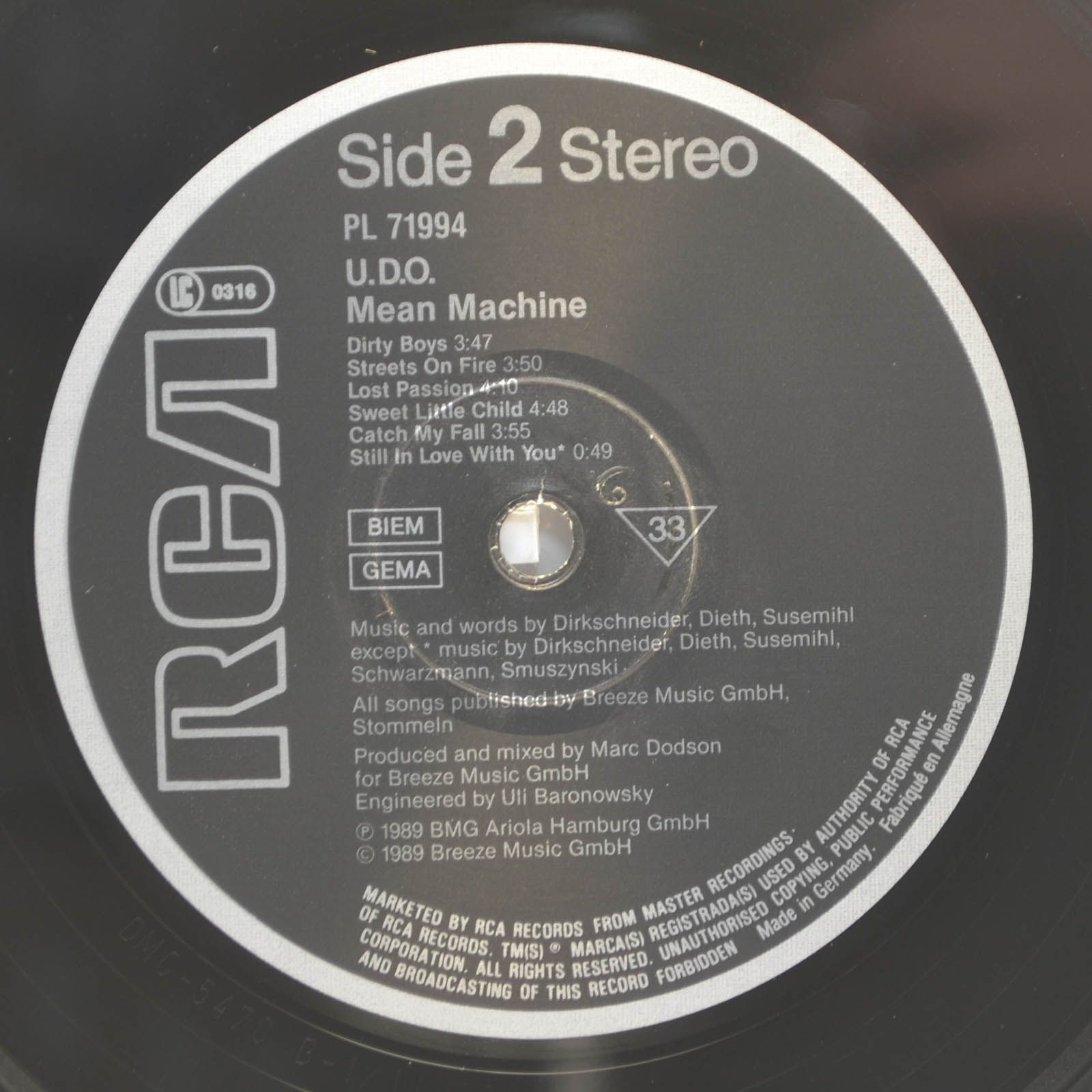U.D.O. — Mean Machine, 1989