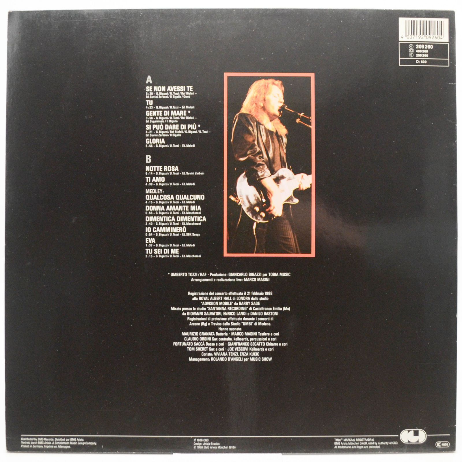 Umberto Tozzi — Live Royal Albert Hall, 1988