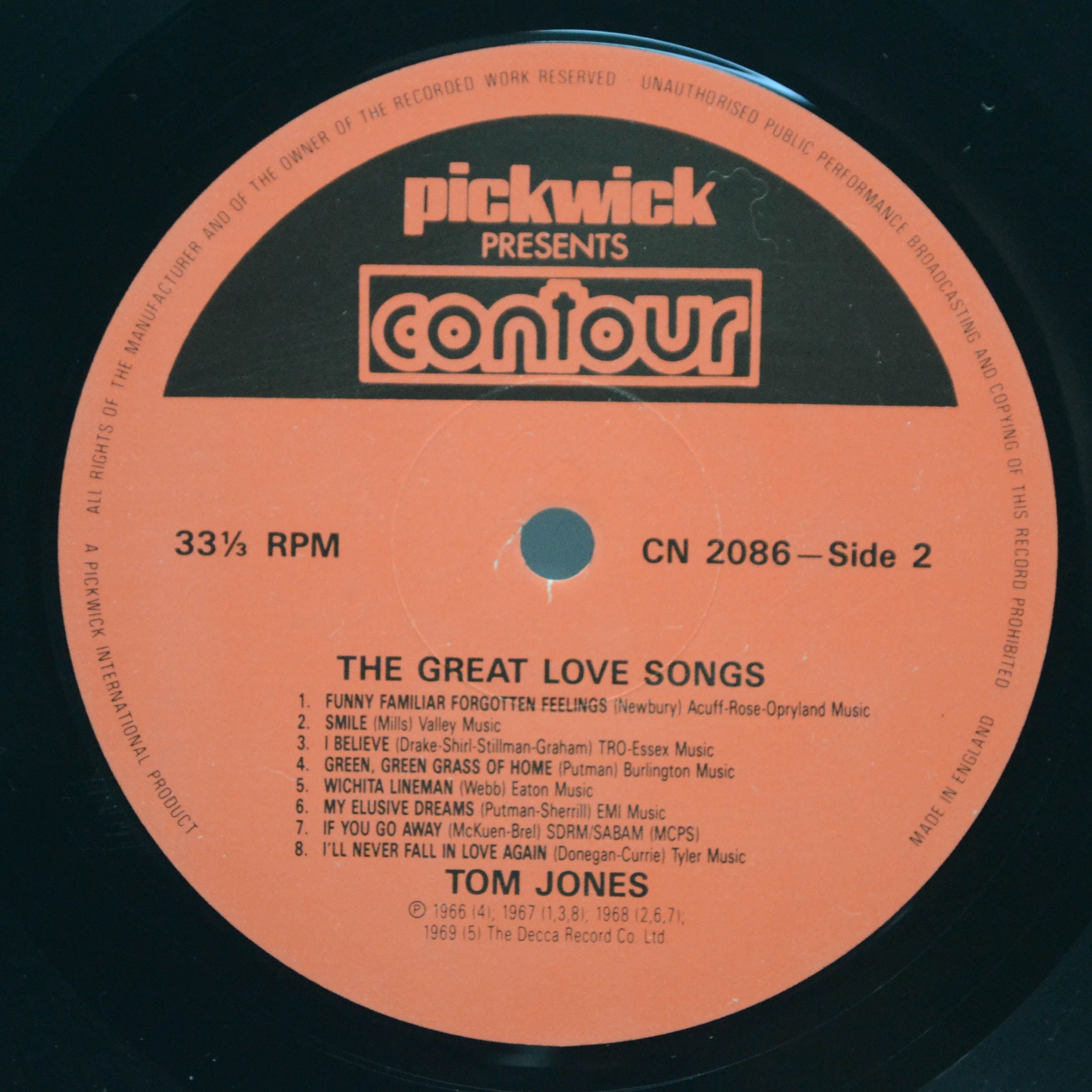 Tom Jones — The Great Love Songs (UK), 1987