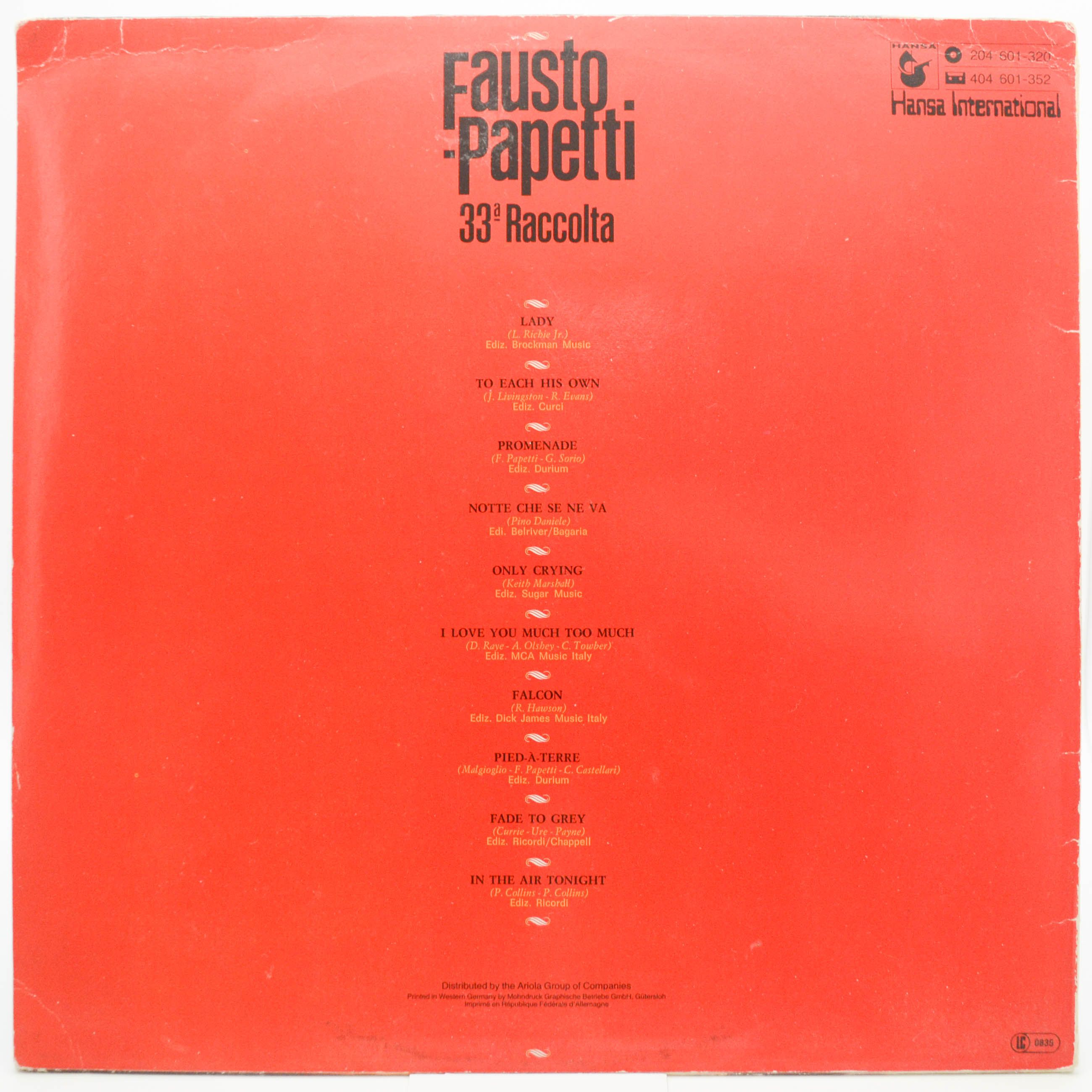 Fausto Papetti — 33a Raccolta, 1982