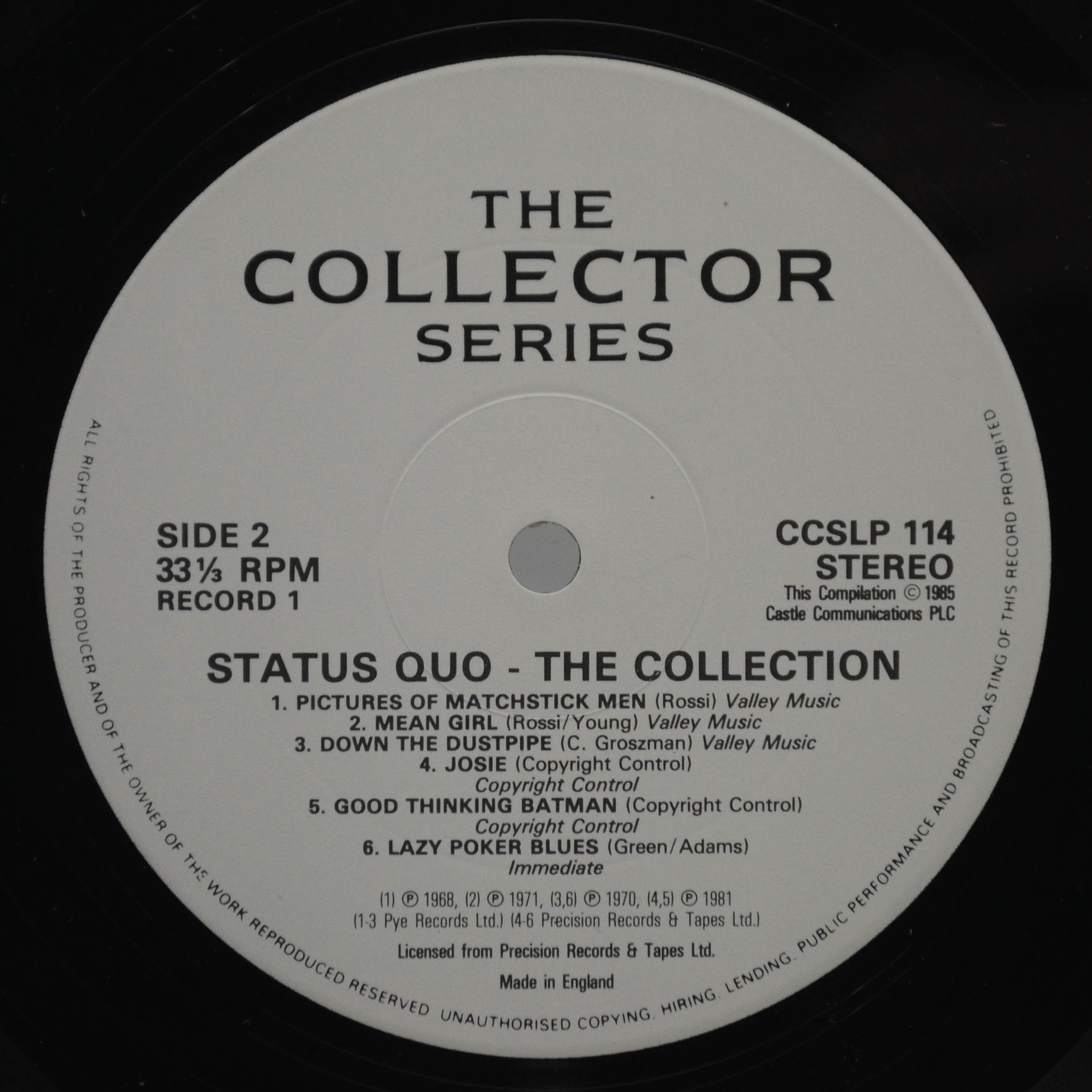 Status Quo — The Collection (2LP, UK), 1987