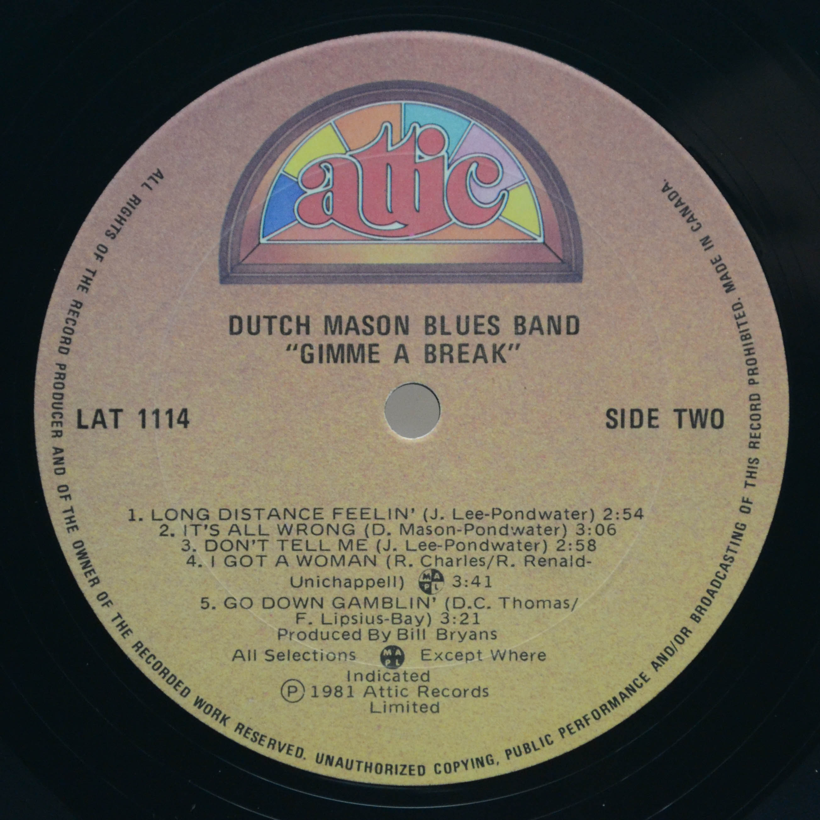 Dutch Mason Blues Band — Gimme A Break, 1981
