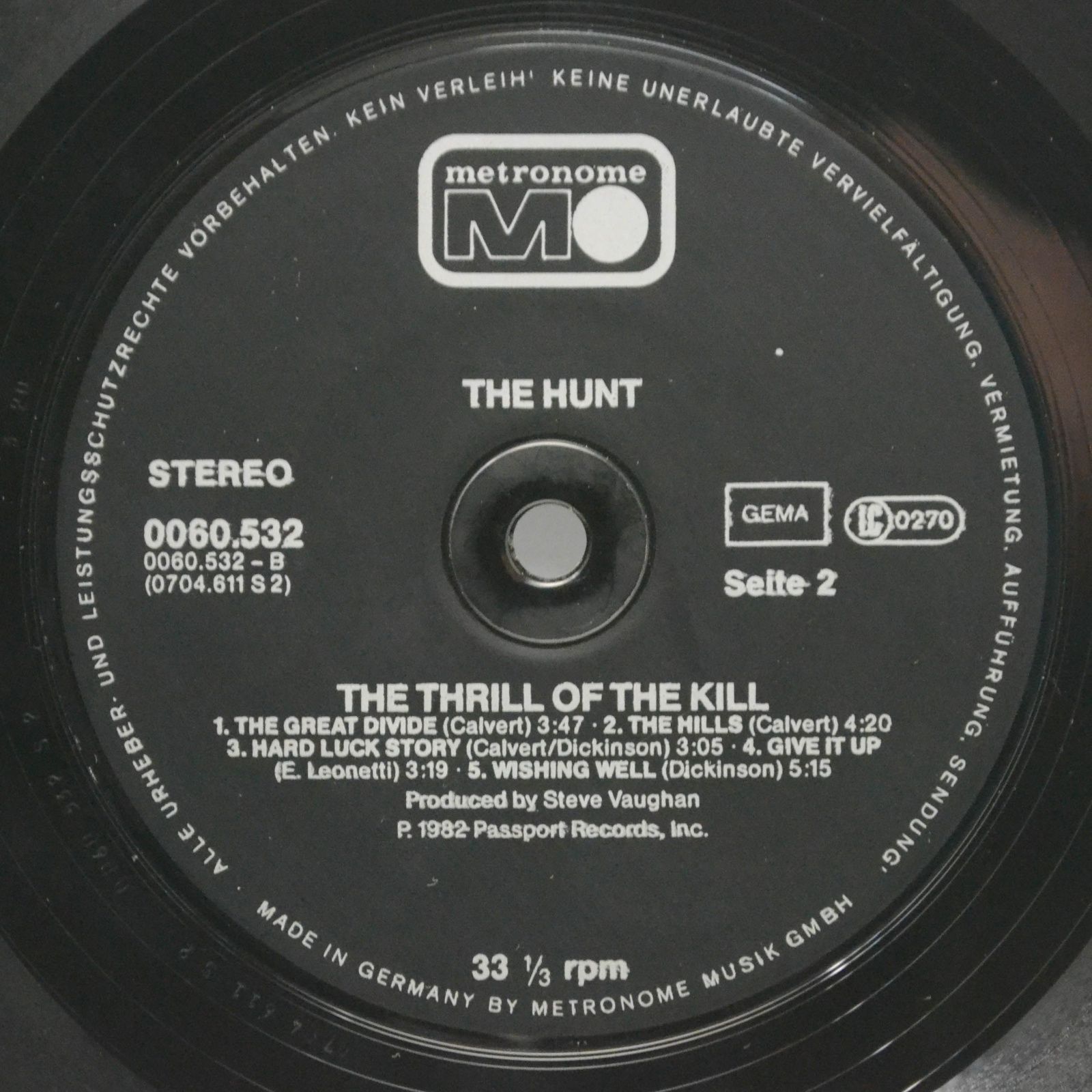 Hunt — The Thrill Of The Kill, 1982