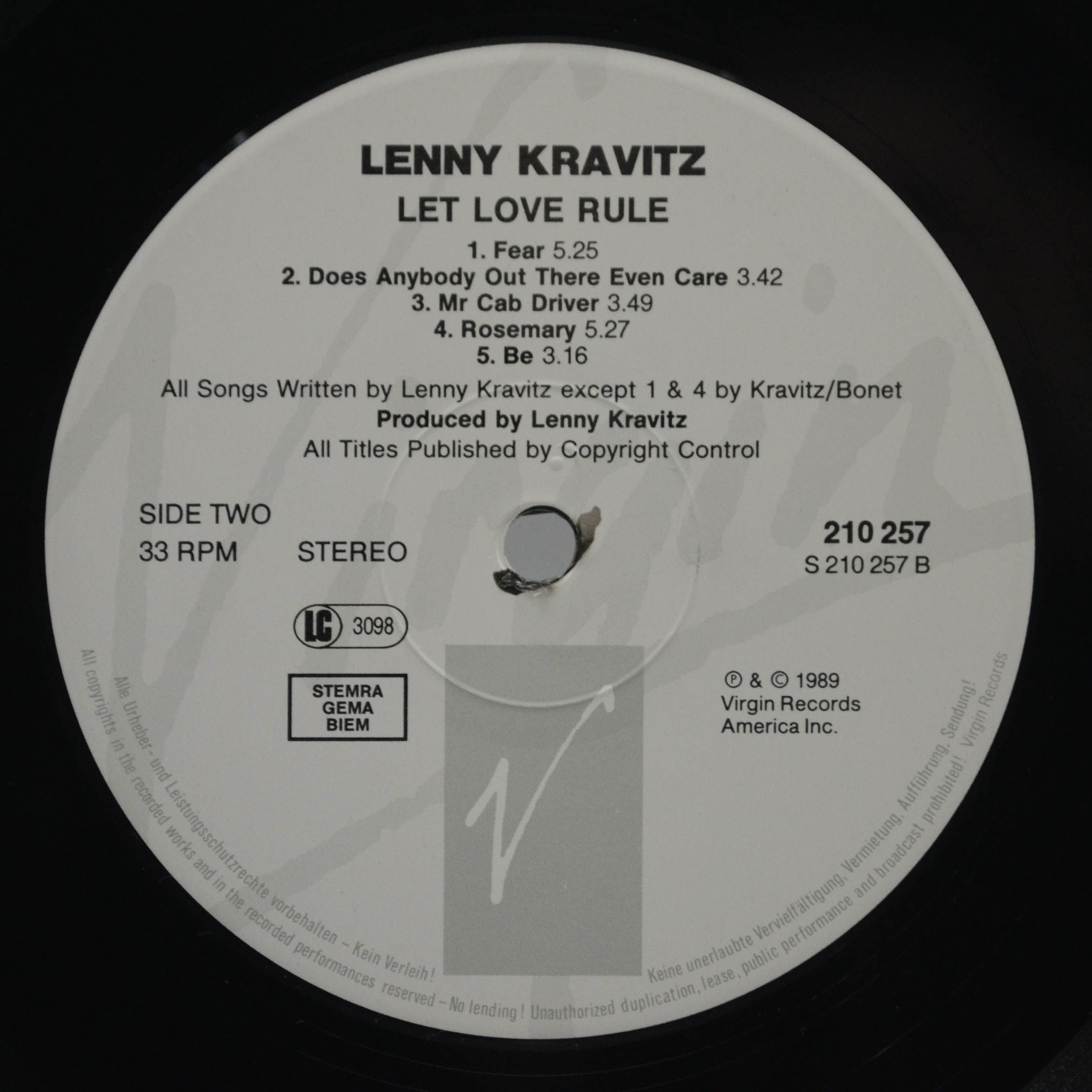 Lenny Kravitz — Let Love Rule, 1989