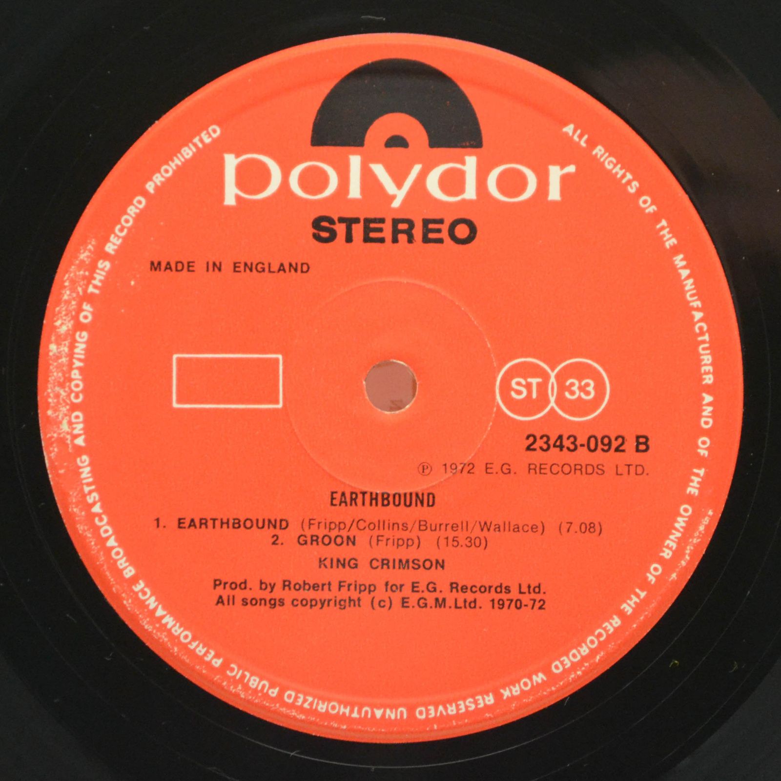 King Crimson — Earthbound (UK), 1972