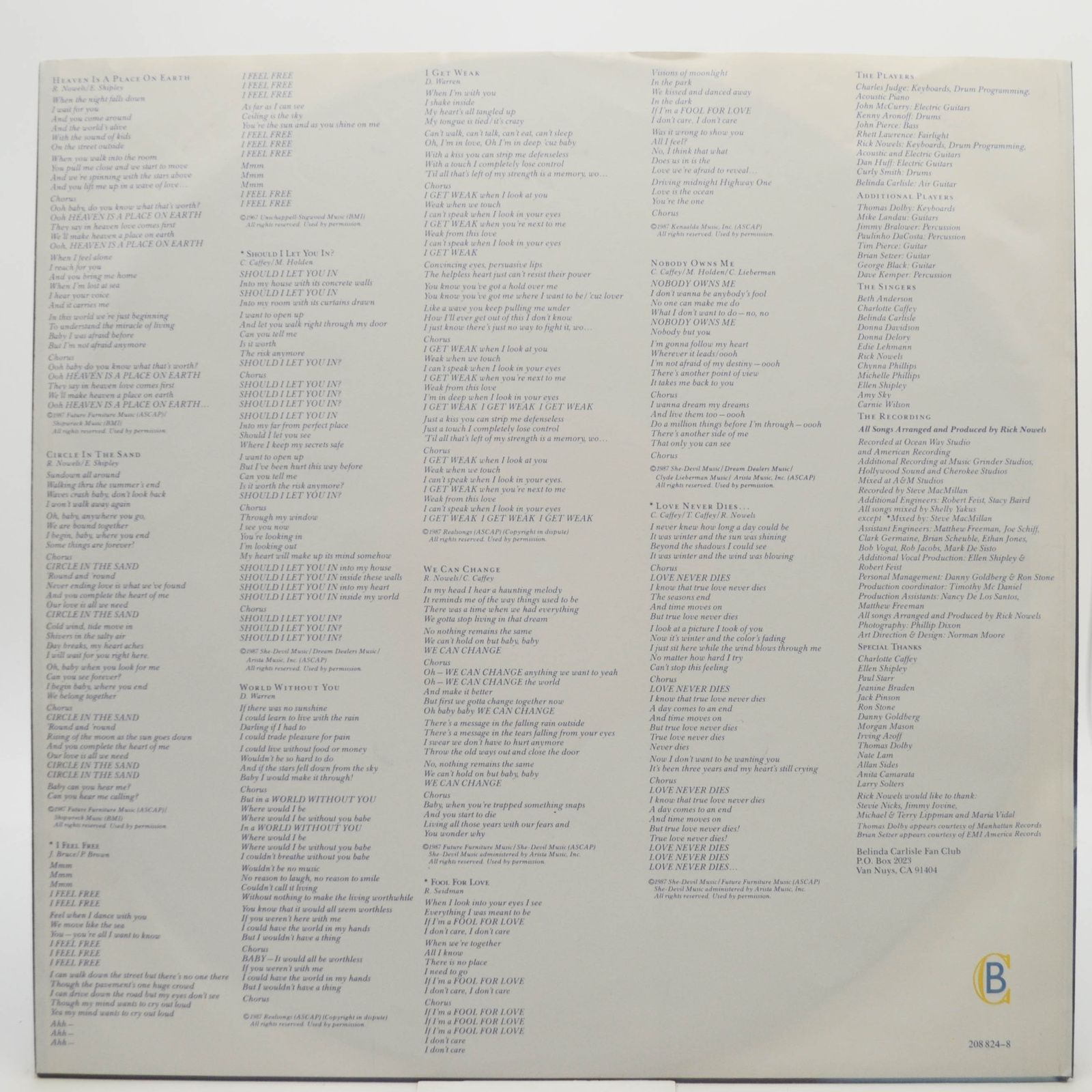 Belinda Carlisle — Heaven On Earth, 1987