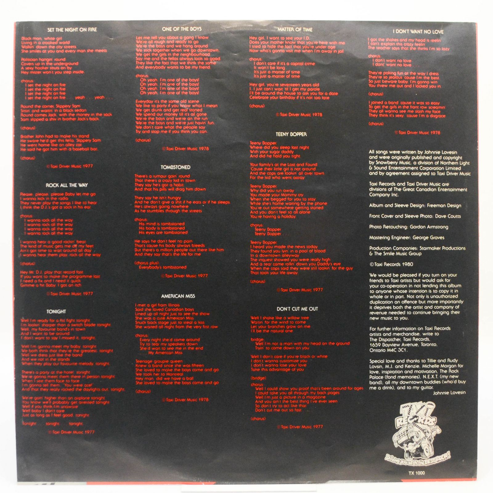 Lovesin — Set The Night On Fire, 1980