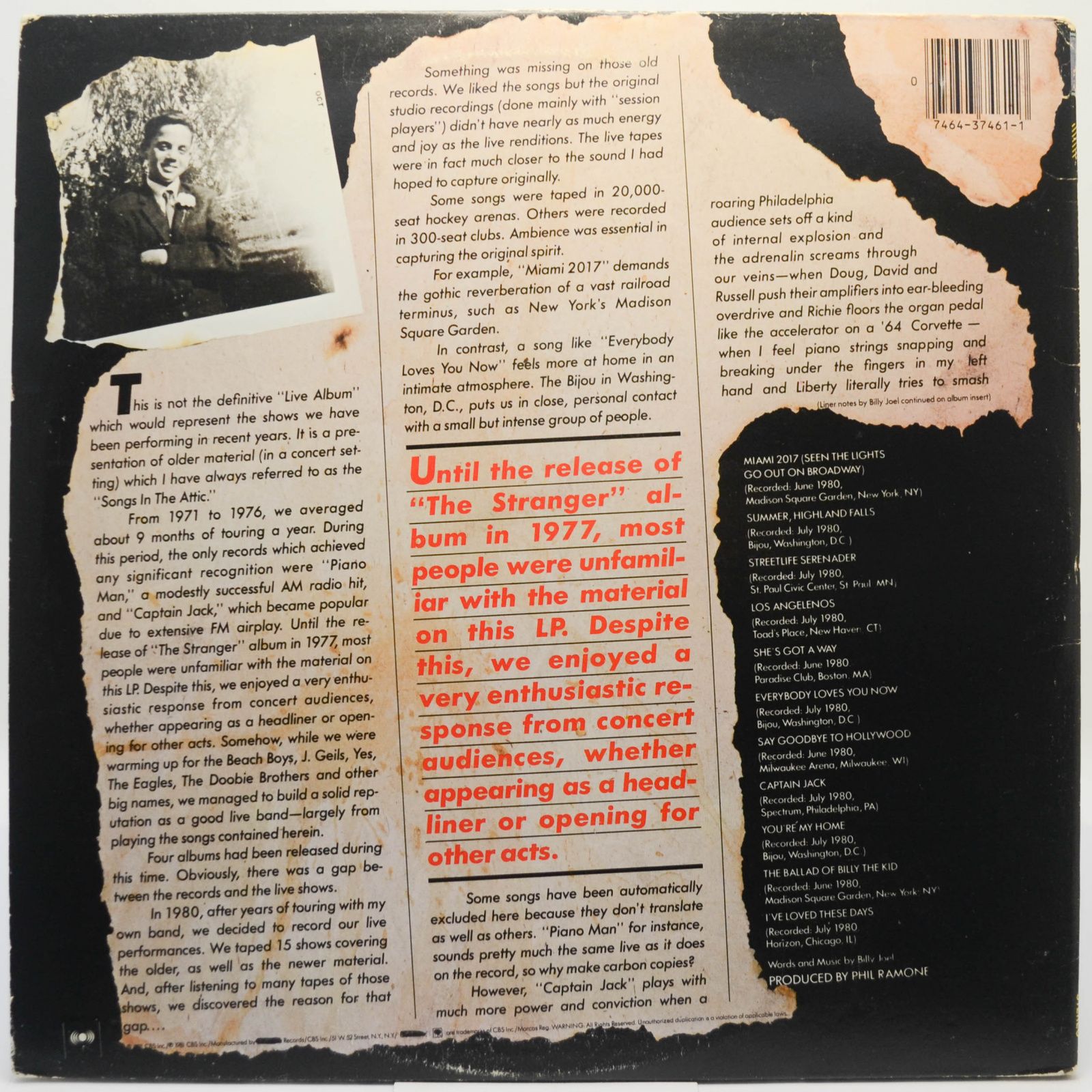 Billy Joel — Songs In The Attic (USA), 1981