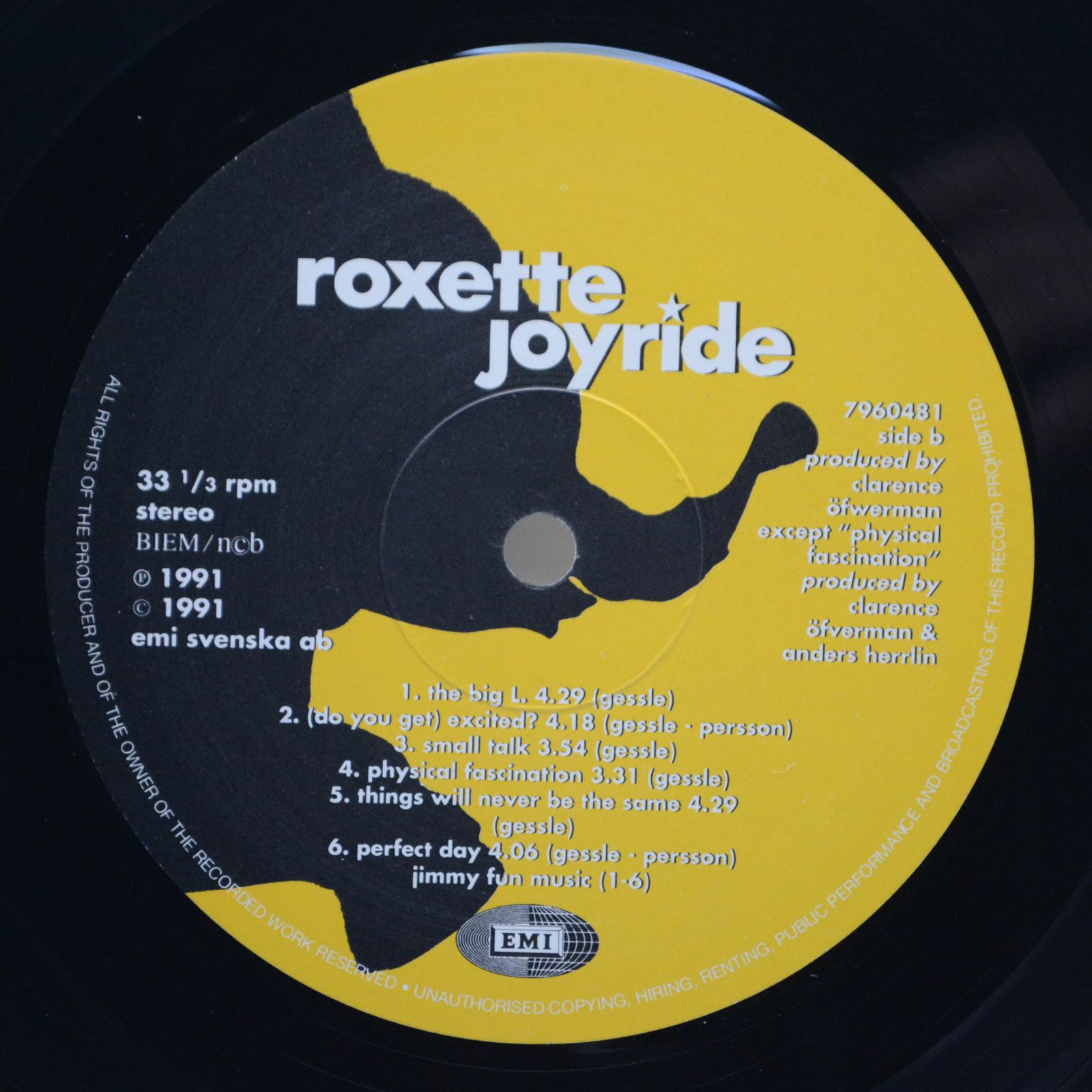 Roxette — Joyride (Sweden), 1991