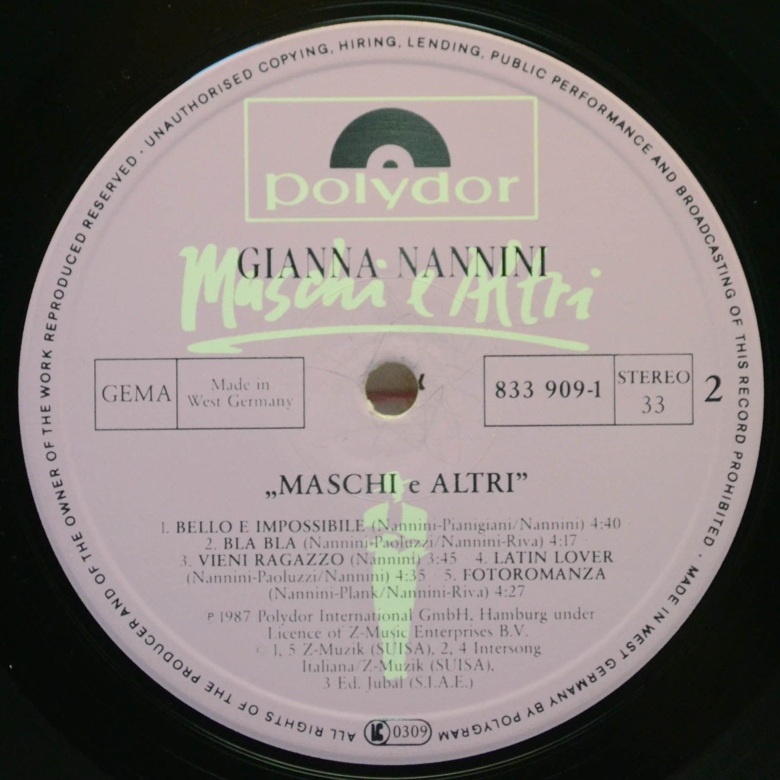 Gianna Nannini — Maschi E Altri, 1987