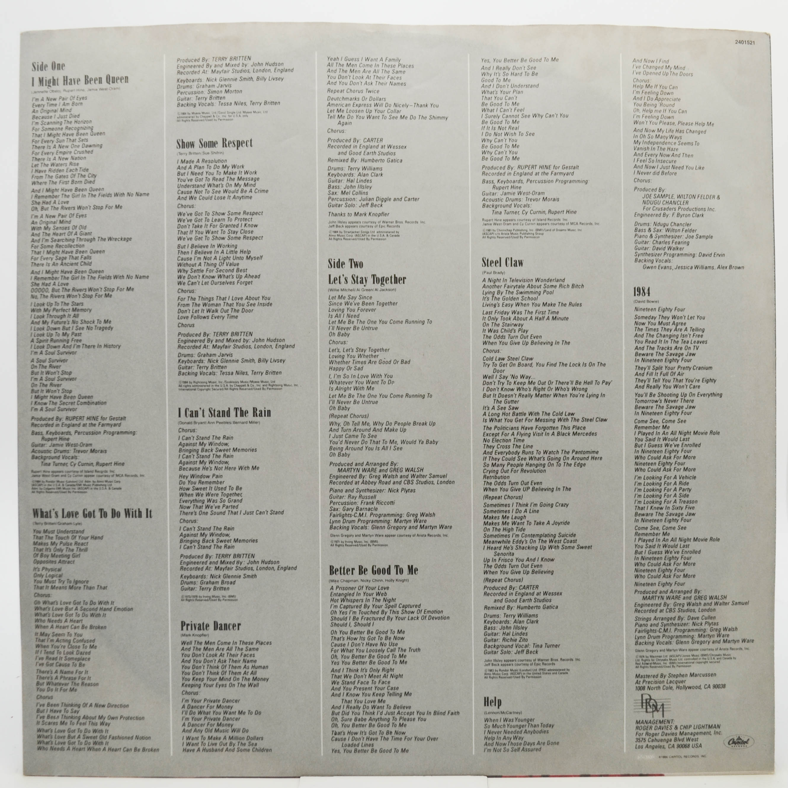 Tina Turner — Private Dancer, 1984