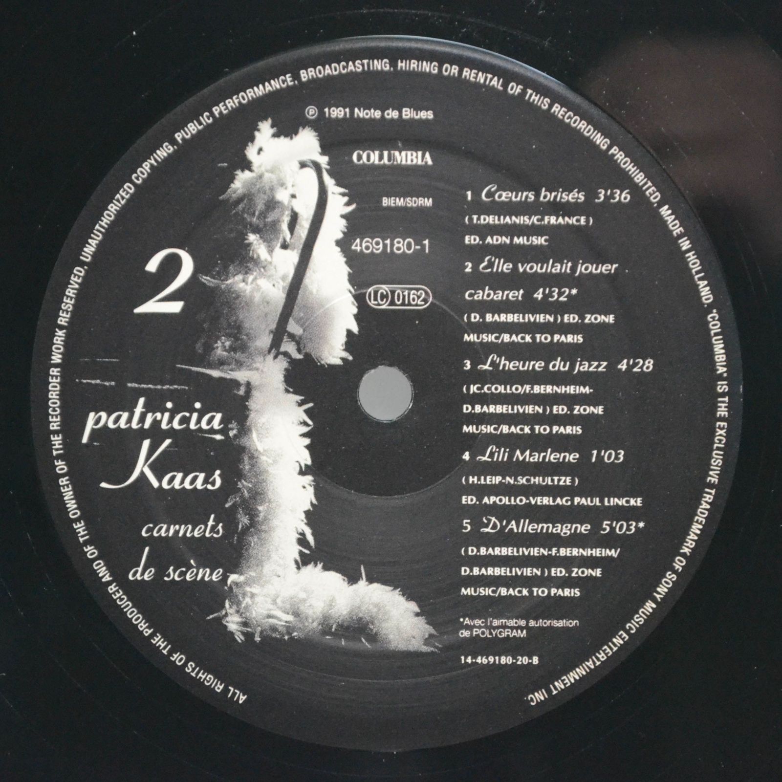 Patricia Kaas — Carnets De Scène (2LP), 1991