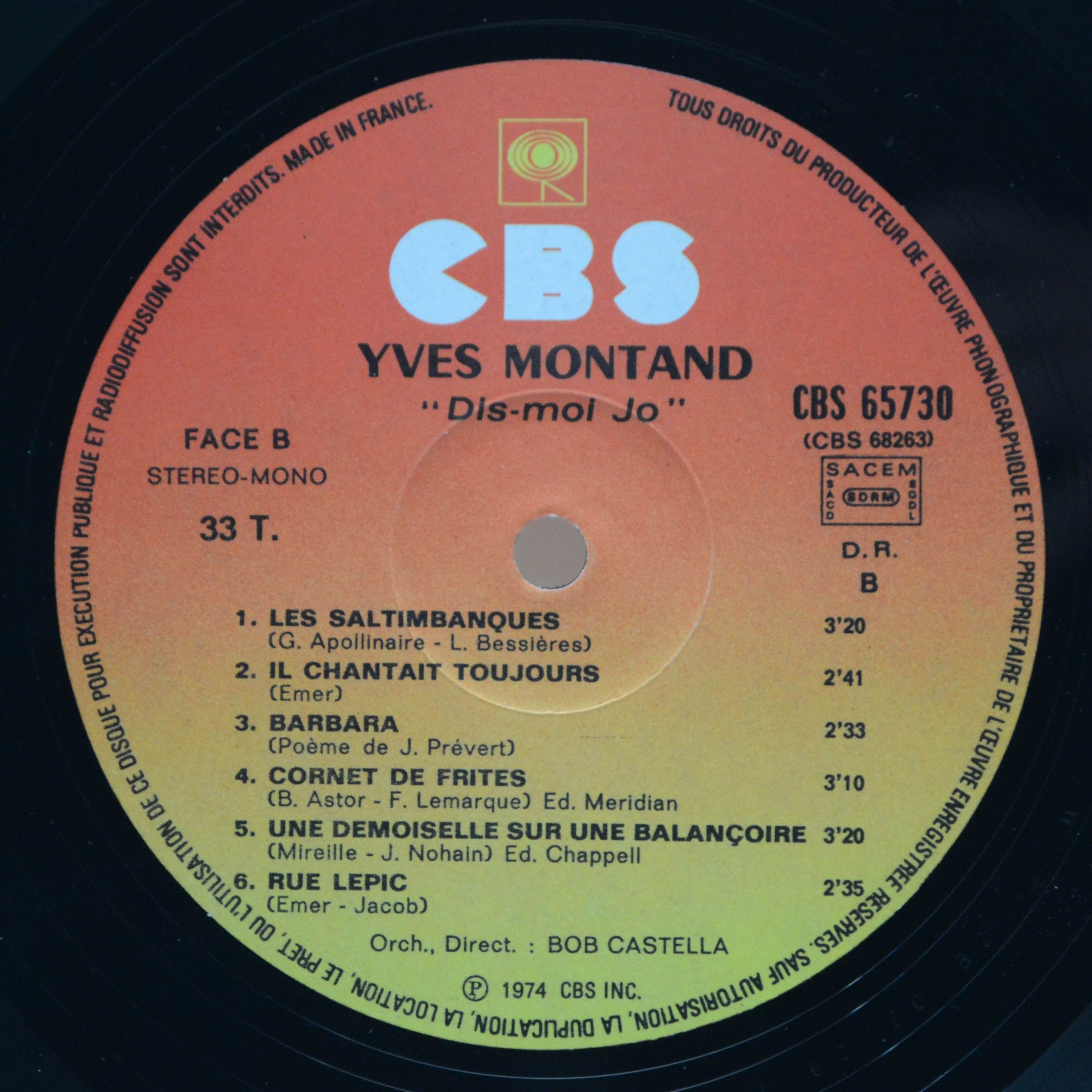 Yves Montand — Dis-Moi Jo (2LP, France), 1974