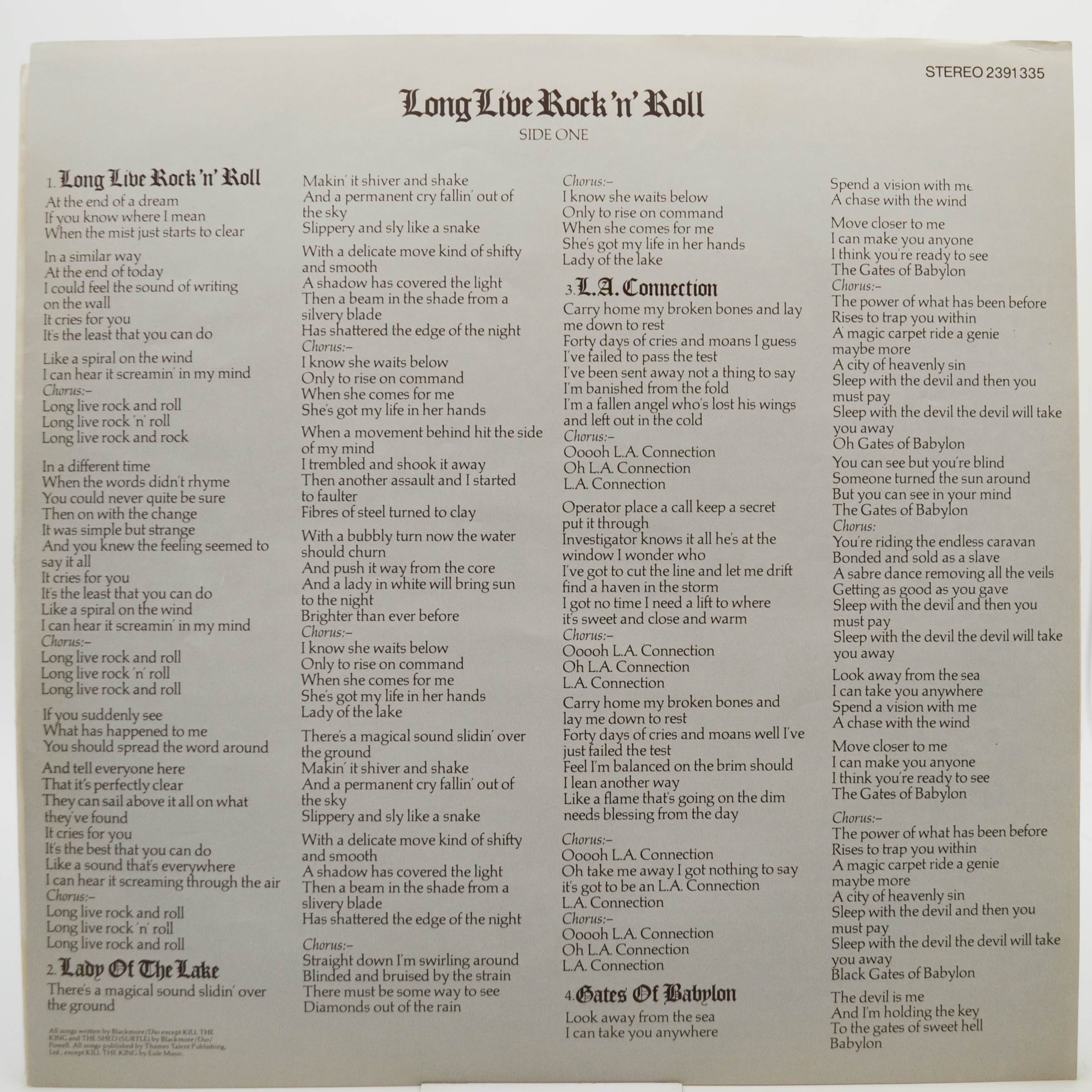 Rainbow — Long Live Rock 'N' Roll, 1978