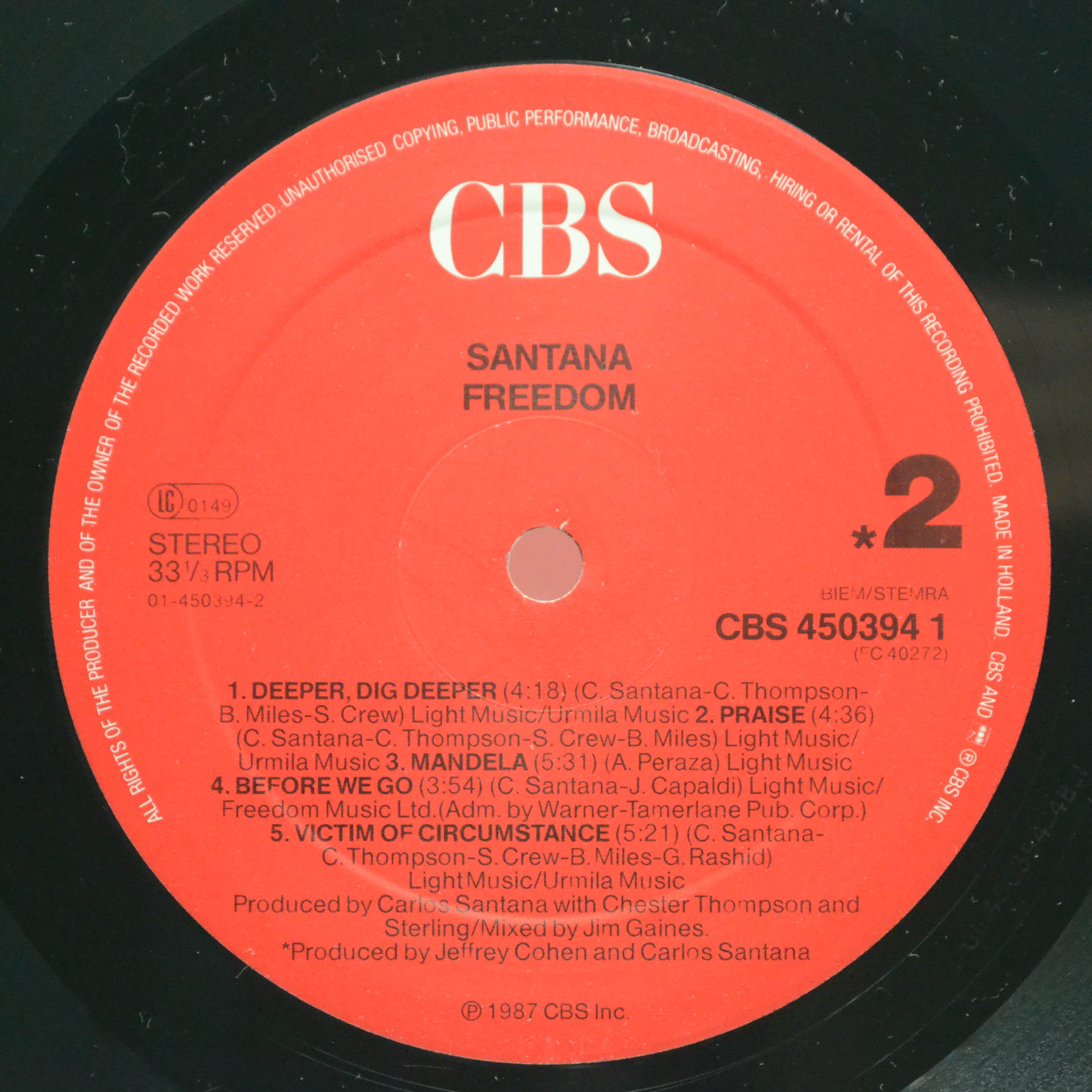 Santana — Freedom, 1987