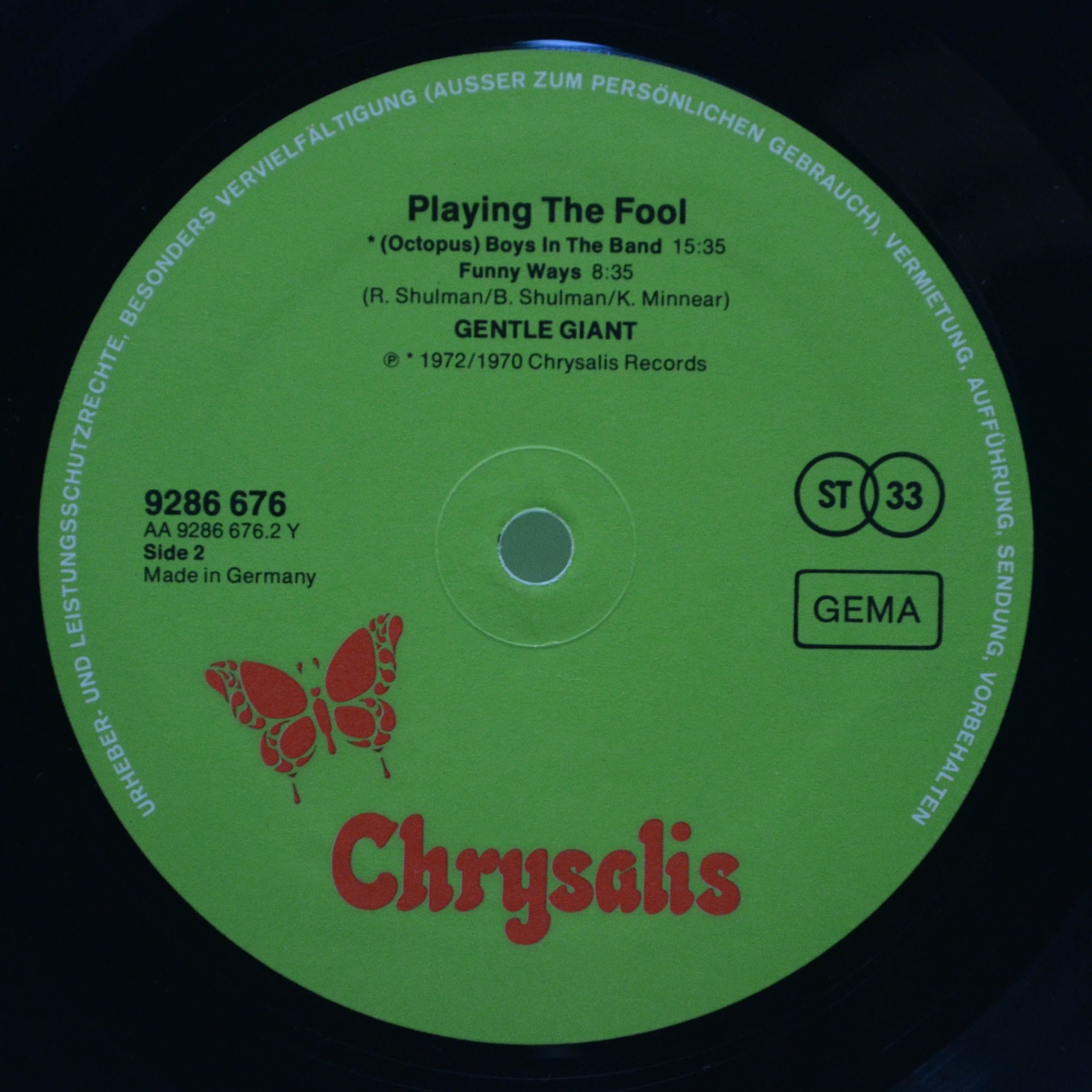 Gentle Giant — Playing The Fool (2LP), 1977