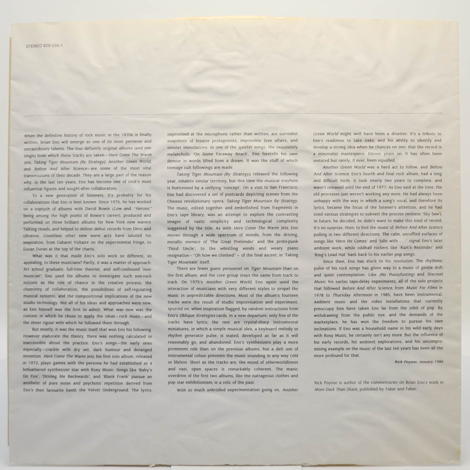 Eno — More Blank Than Frank, 1986