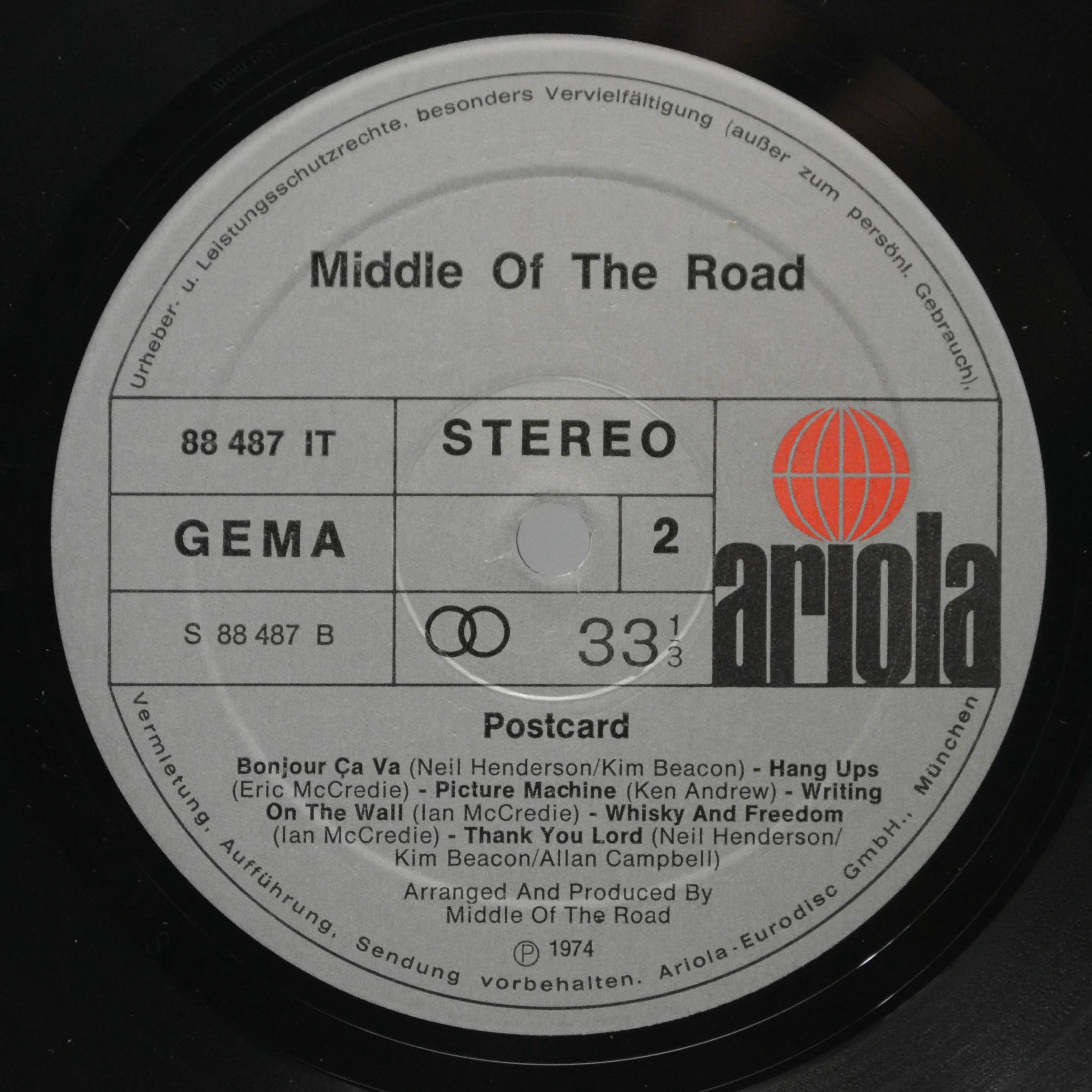 Middle Of The Road — Postcard, 1974