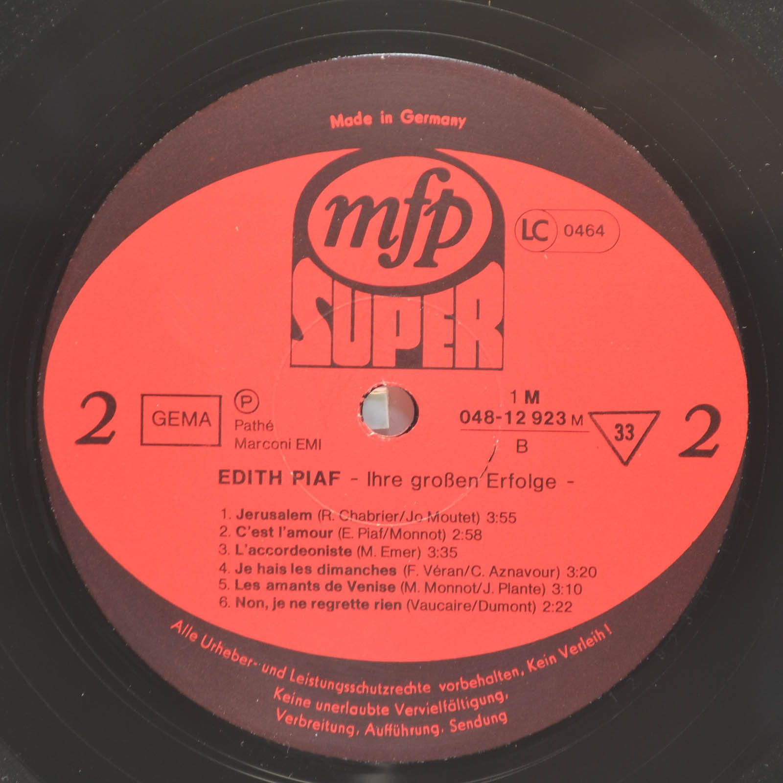 Edith Piaf — Ihre Grossen Erfolge, 1974