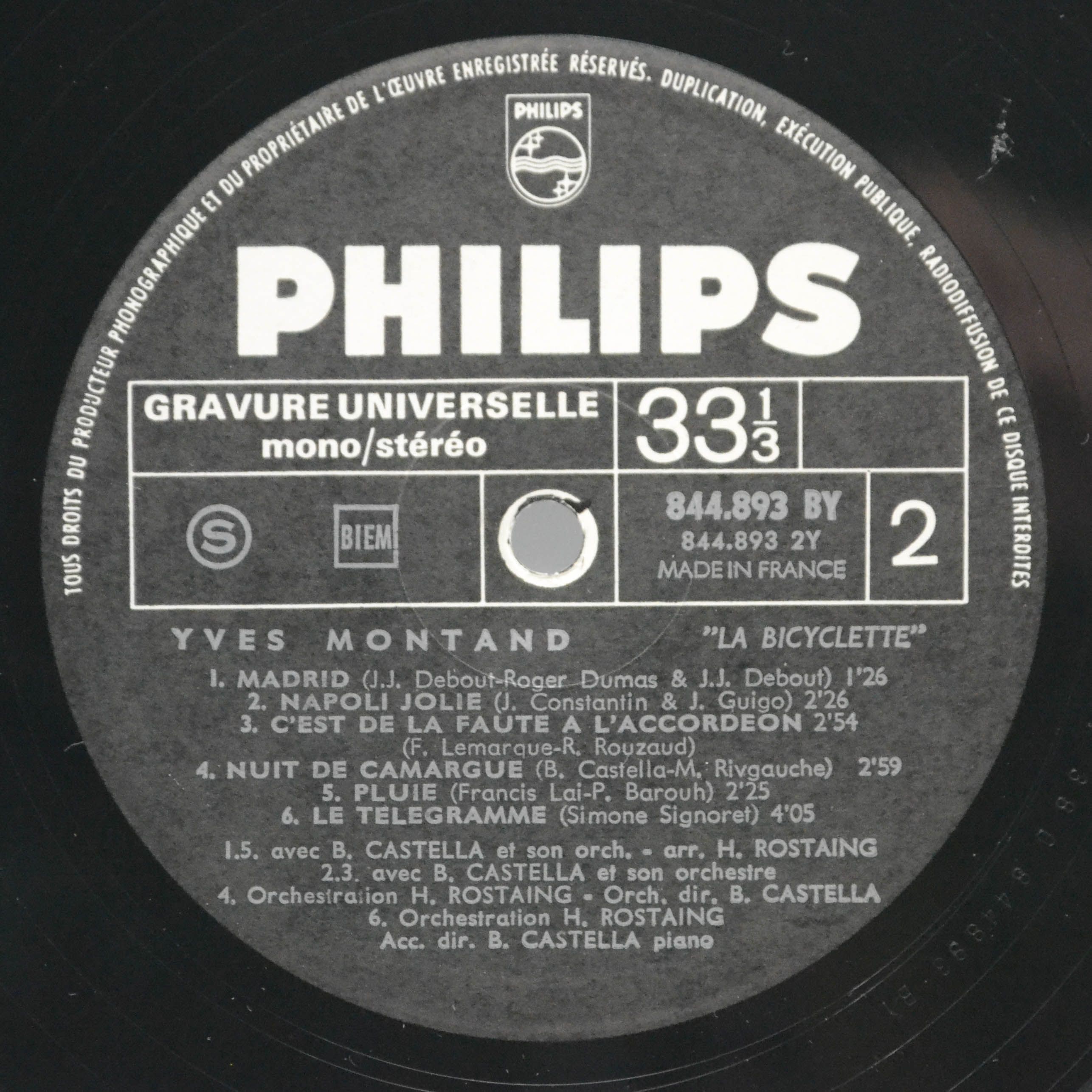 Yves Montand — La Bicyclette (1-st, France), 1968