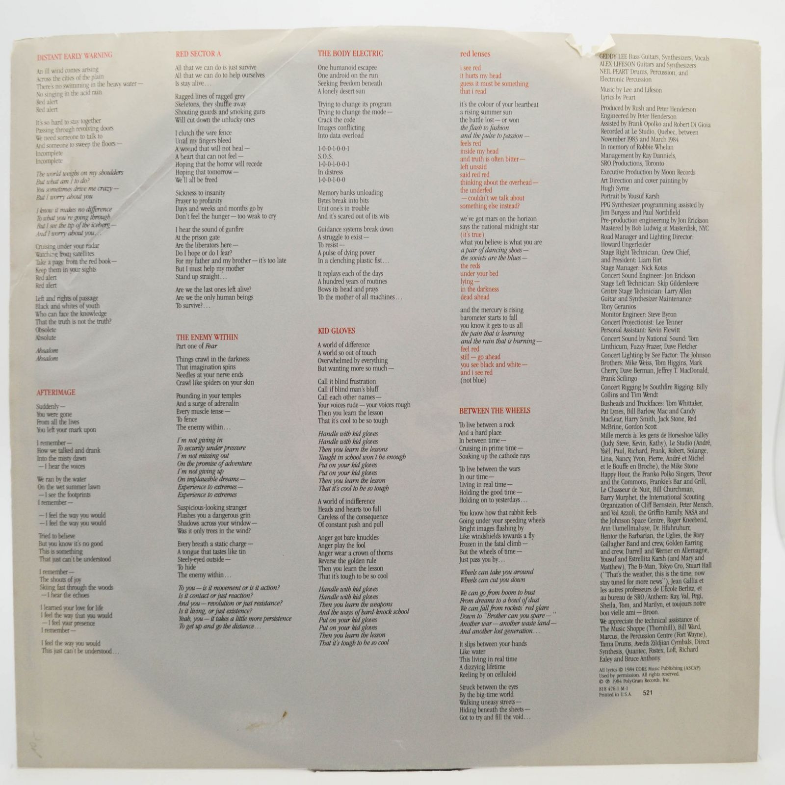 Rush — Grace Under Pressure (USA), 1984