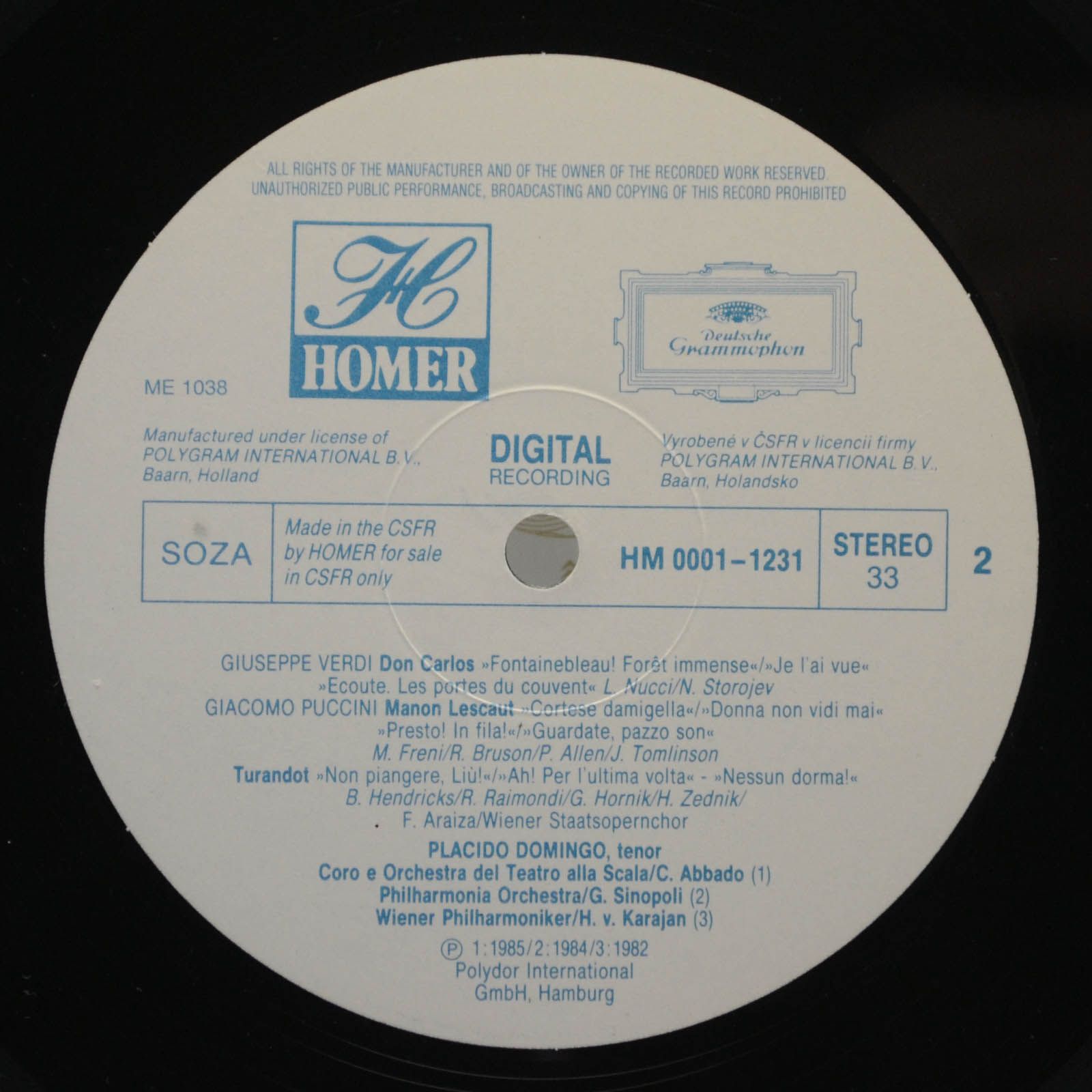 Placido Domingo — Verdi & Puccini, 1985