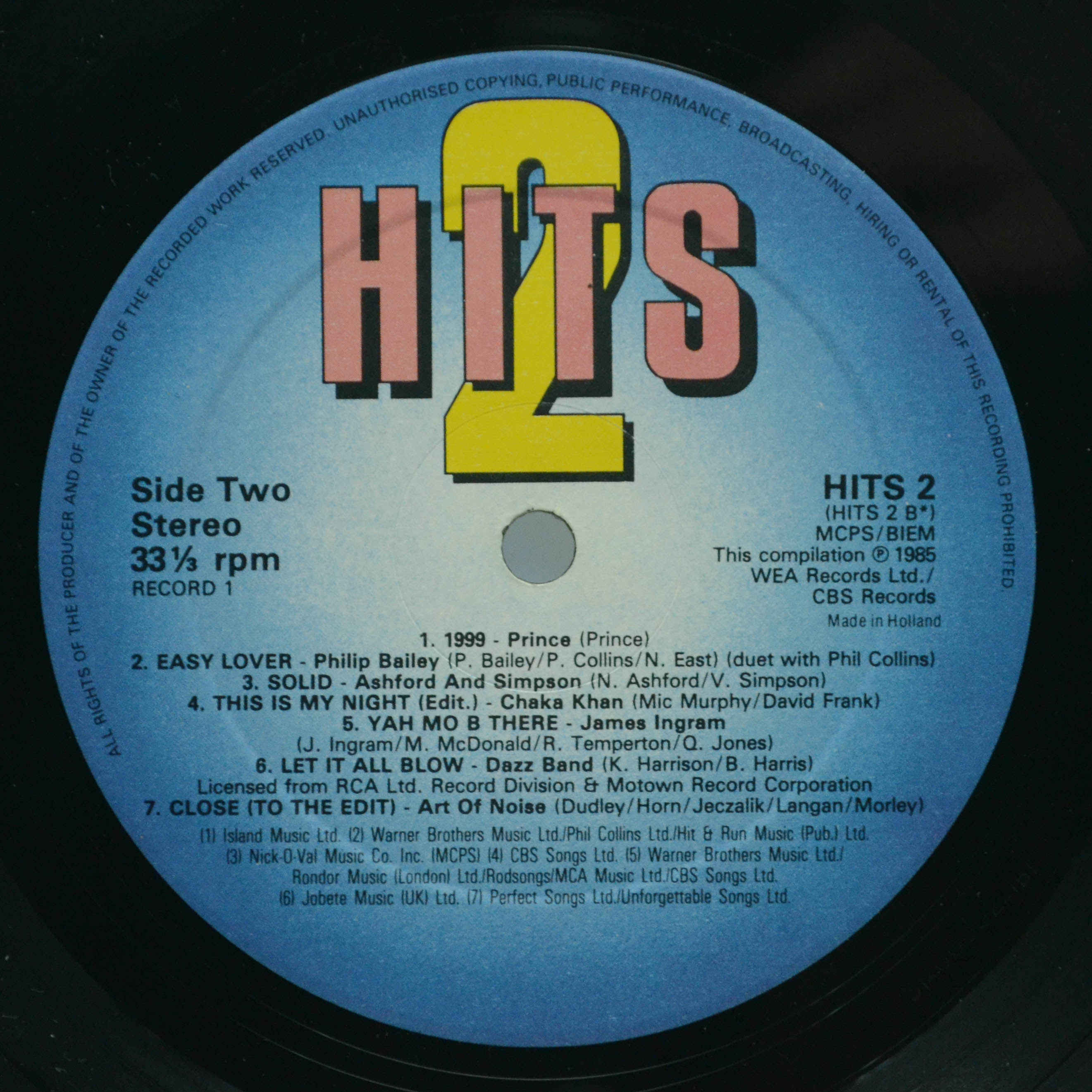 Various — Hits 2 - The Album (2LP), 1985