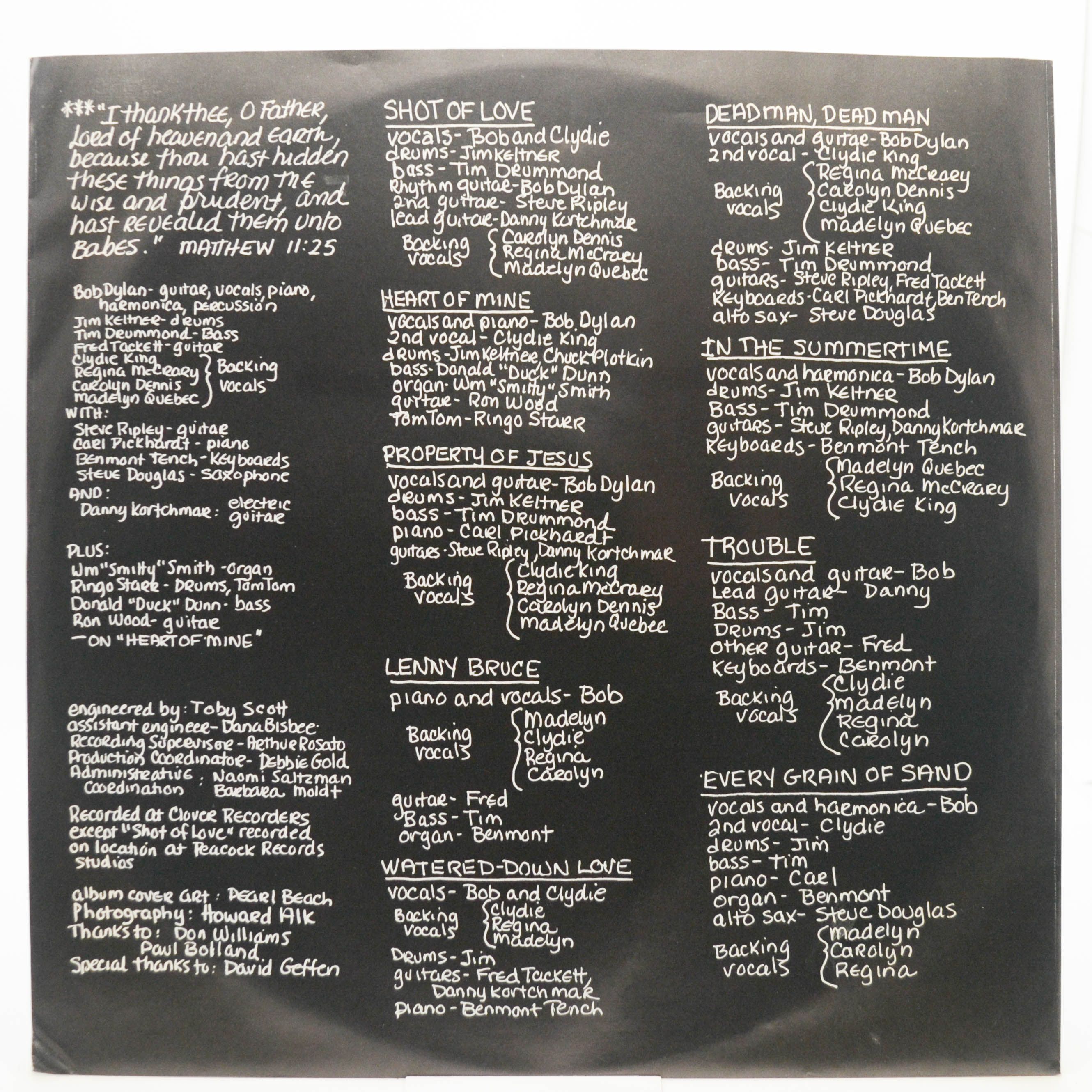 Bob Dylan — Shot Of Love (UK), 1981