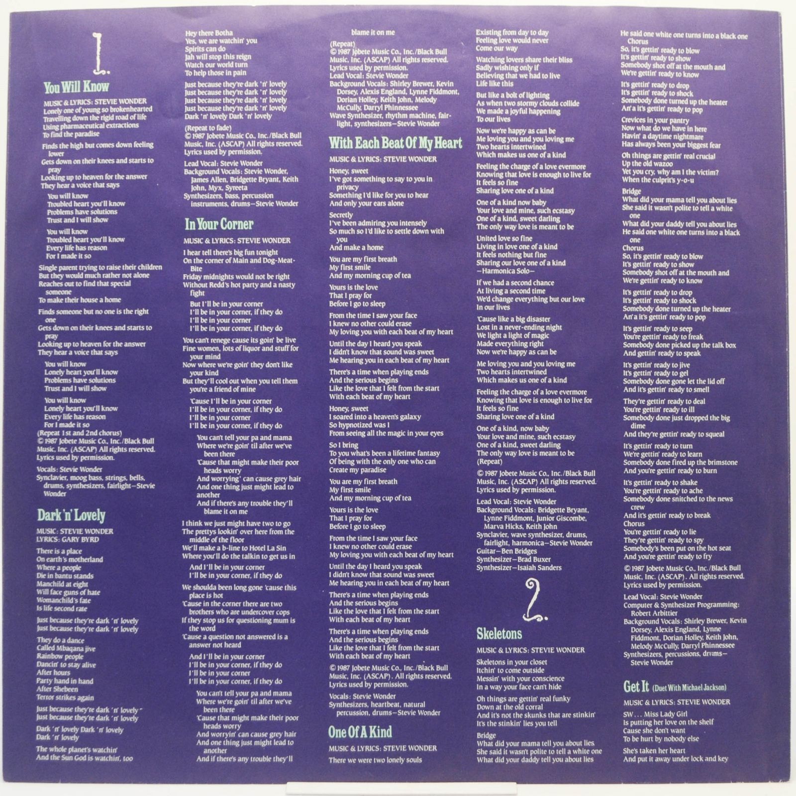 Stevie Wonder — Characters, 1987