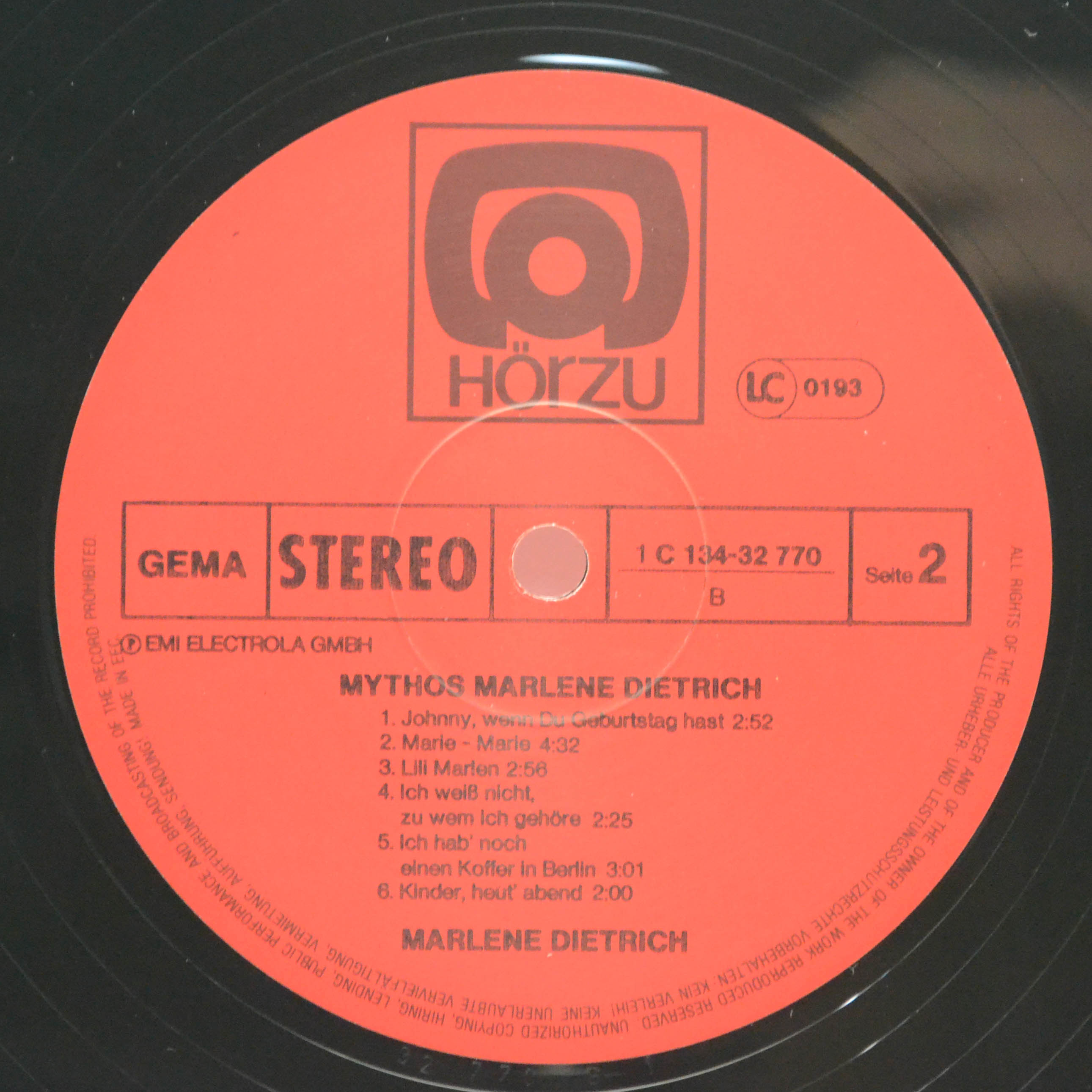 Marlene Dietrich — Mythos Marlene Dietrich (2LP), 1978