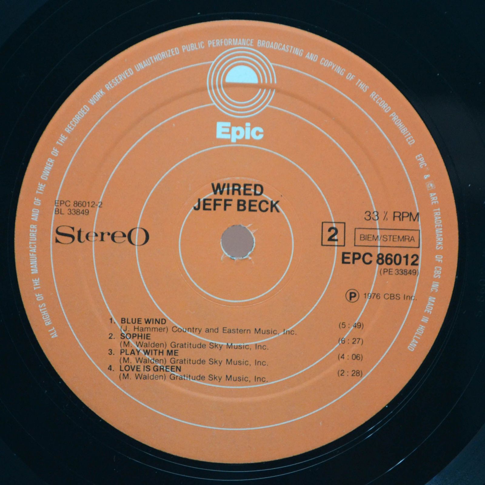 Jeff Beck — Wired, 1976