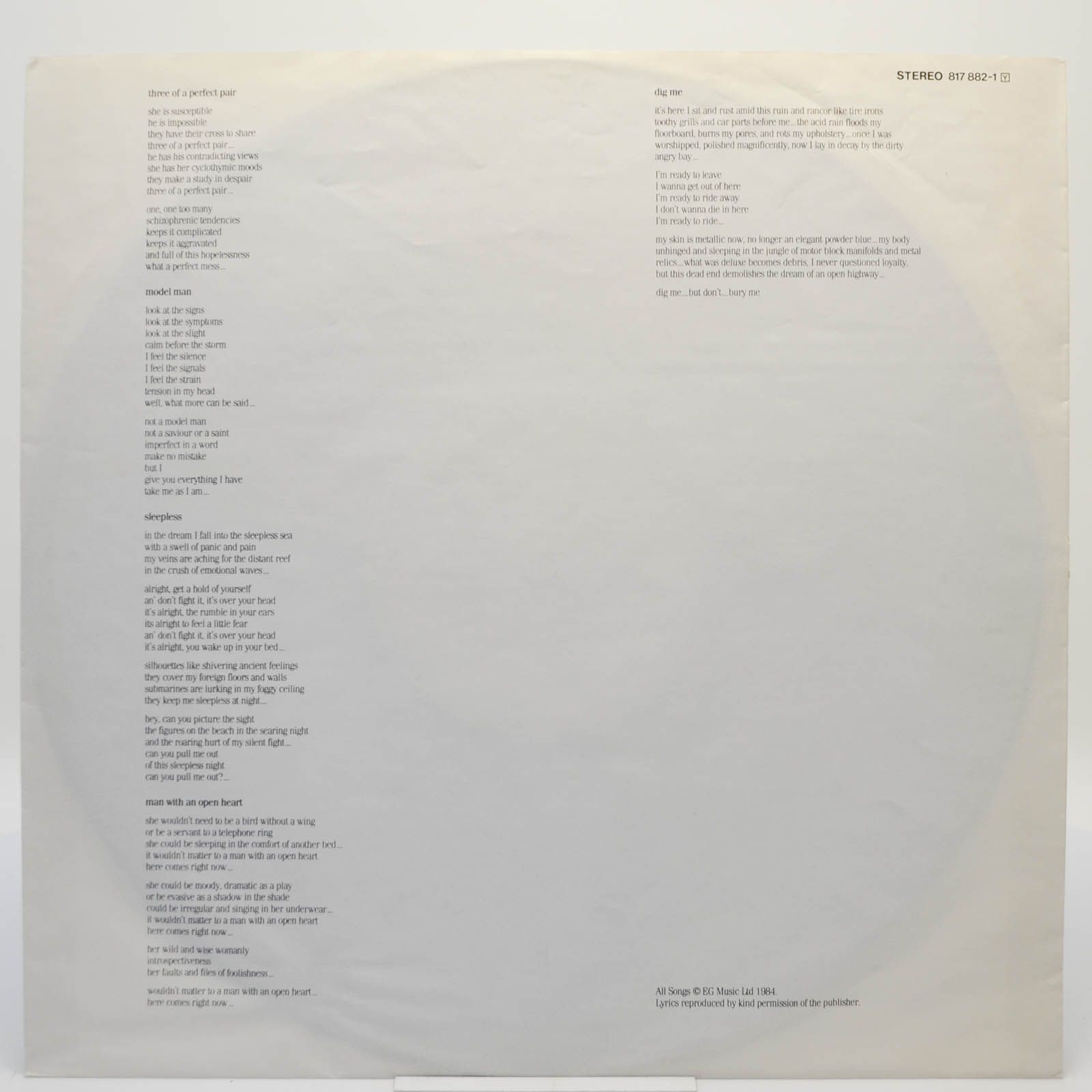 King Crimson — Three Of A Perfect Pair, 1984