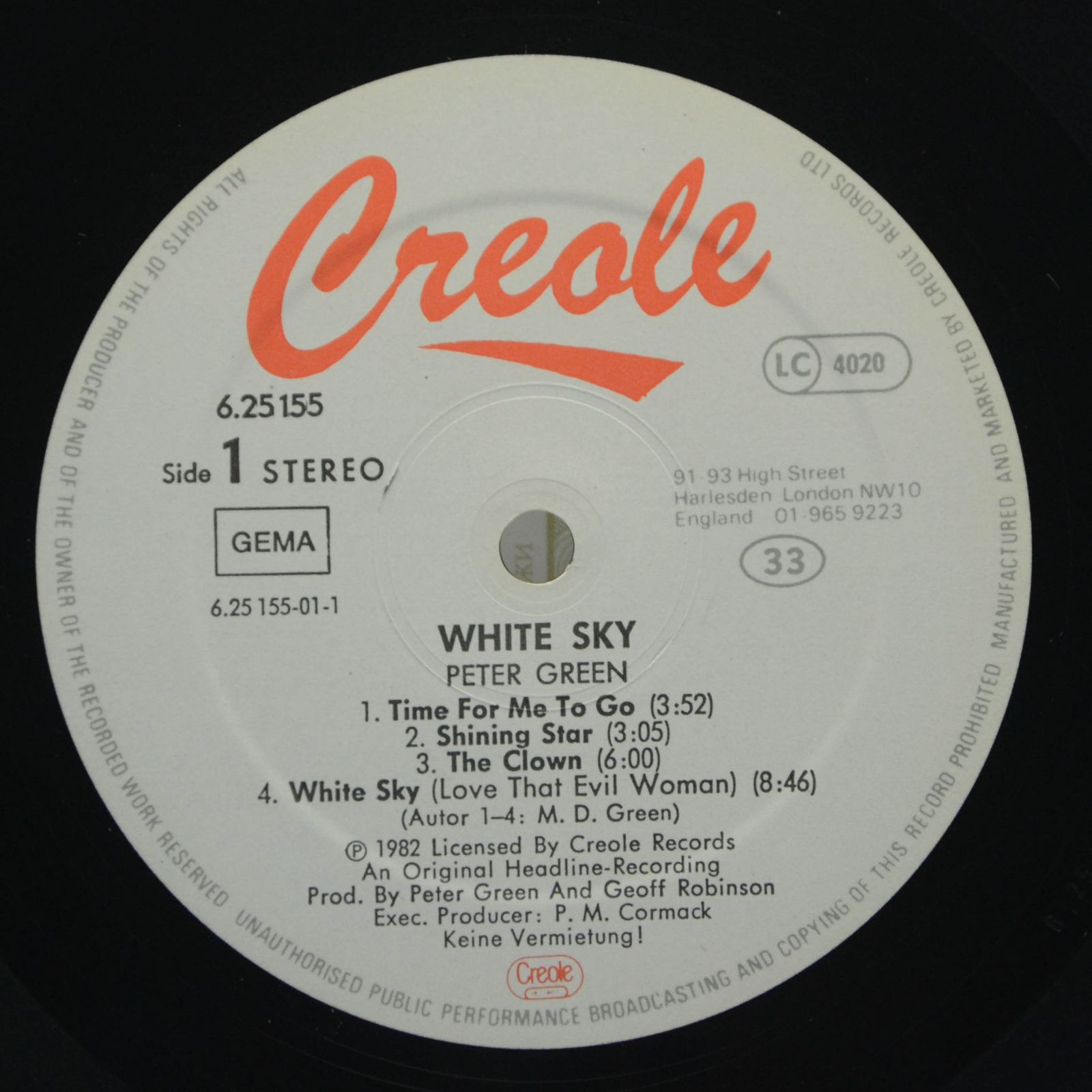 Peter Green — White Sky, 1982