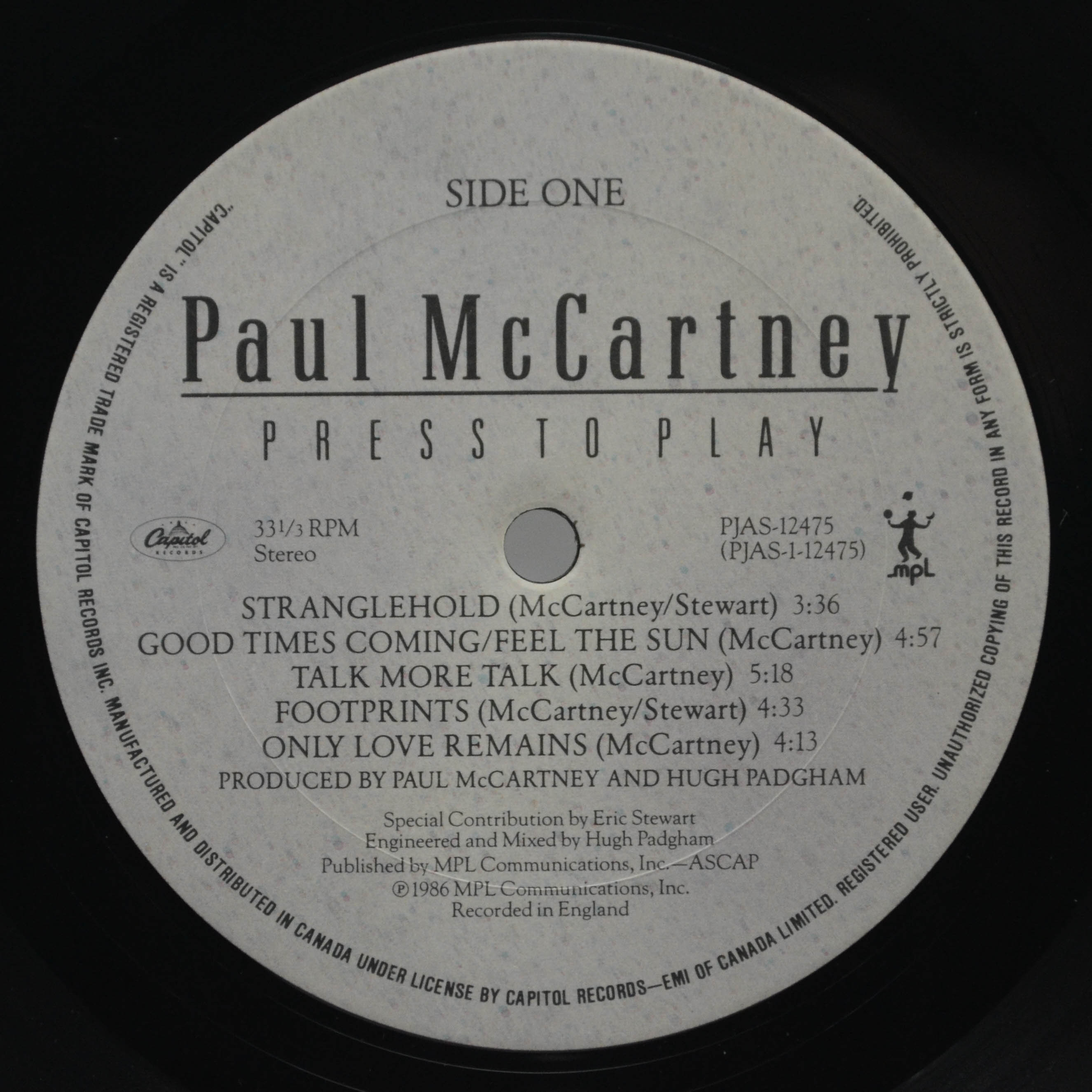 Paul McCartney — Press To Play, 1986