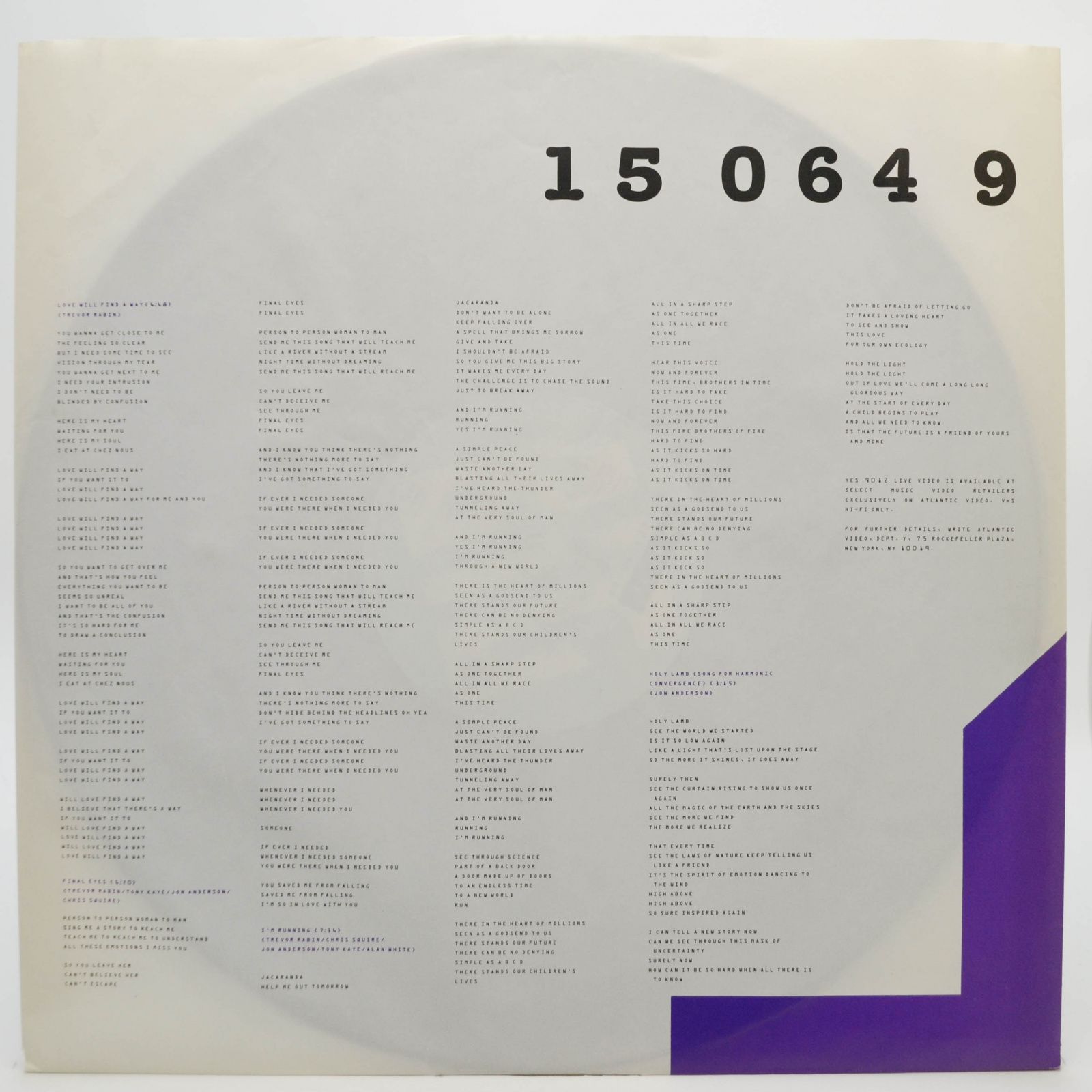 Yes — Big Generator, 1987