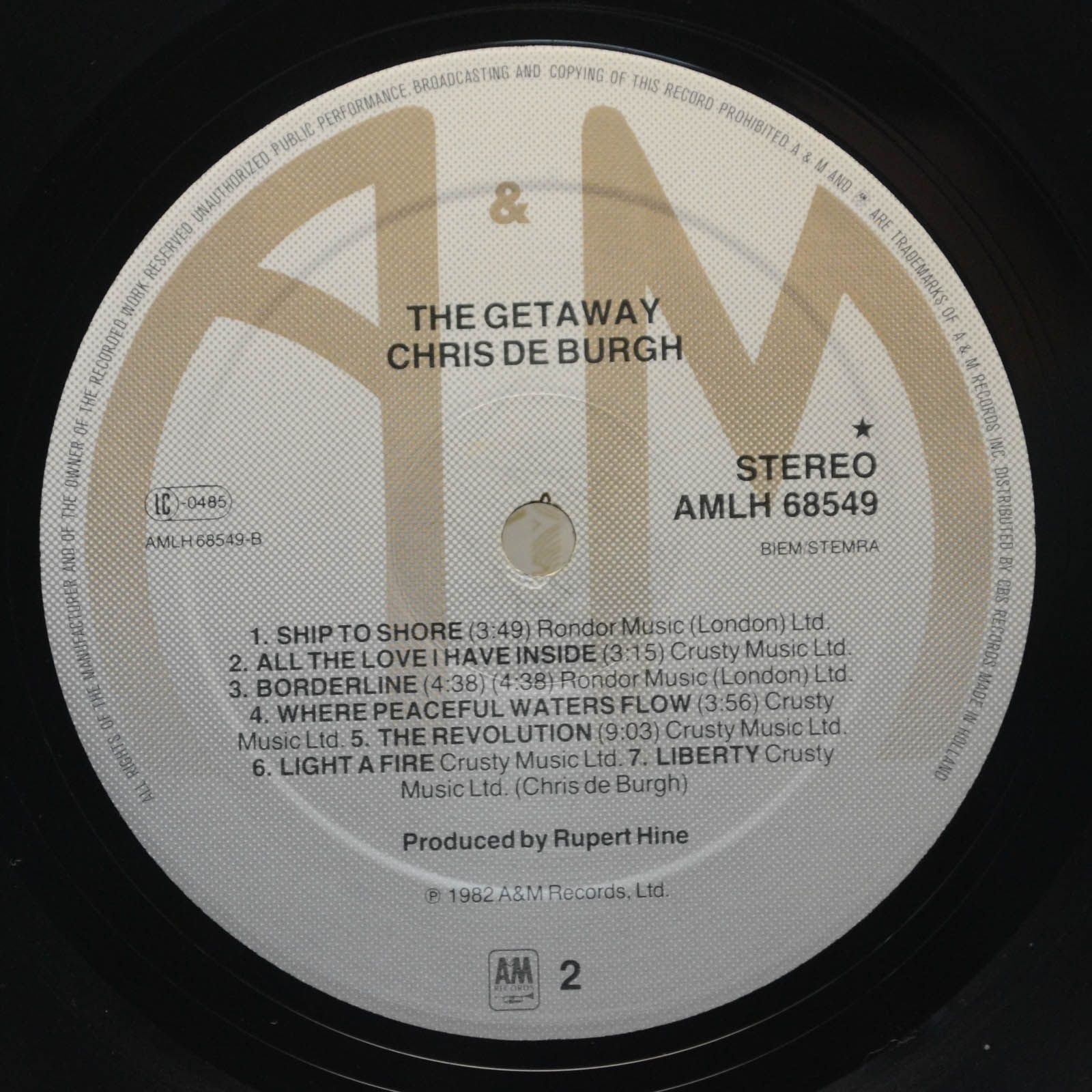 Chris de Burgh — The Getaway, 1982