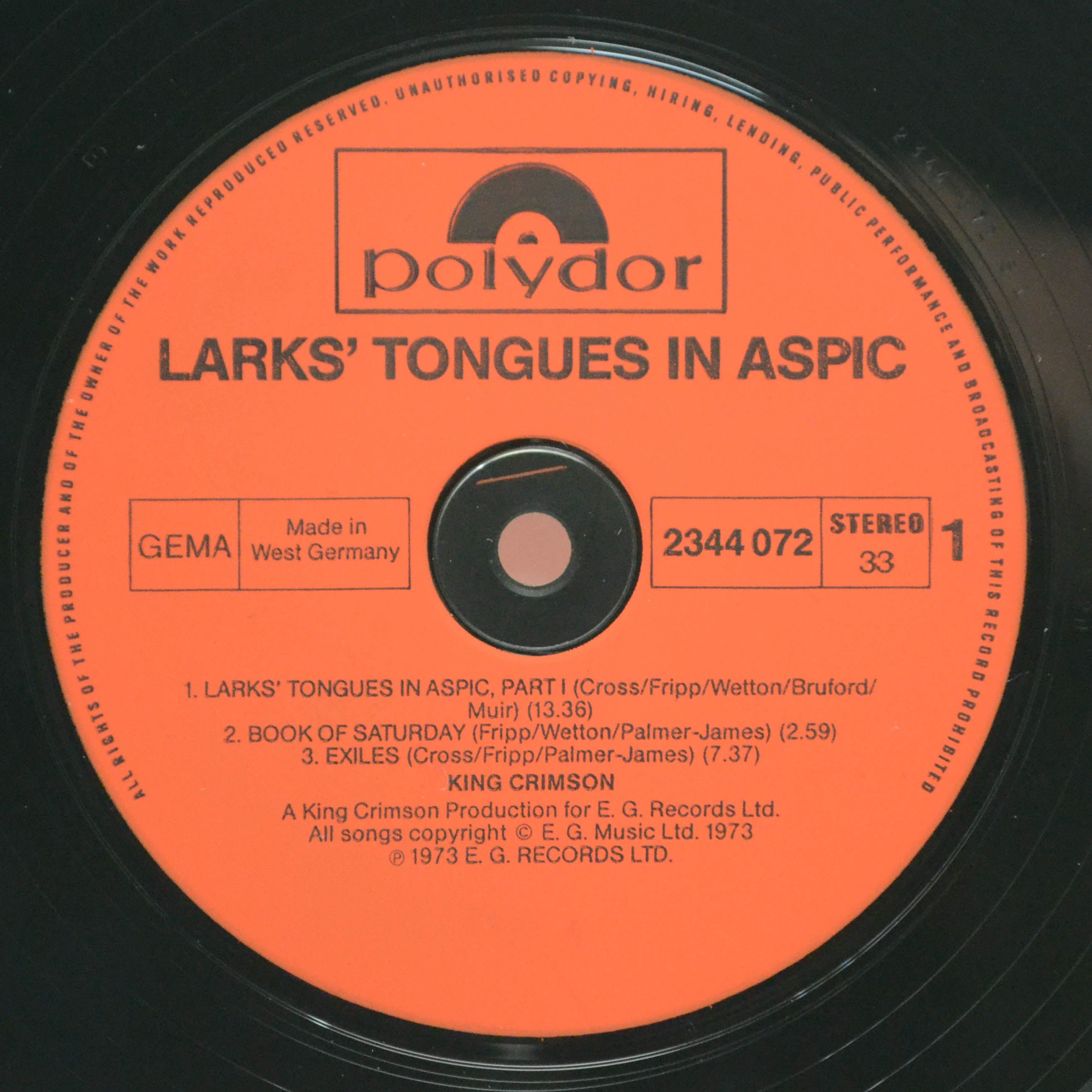 King Crimson — Larks' Tongues In Aspic, 1973